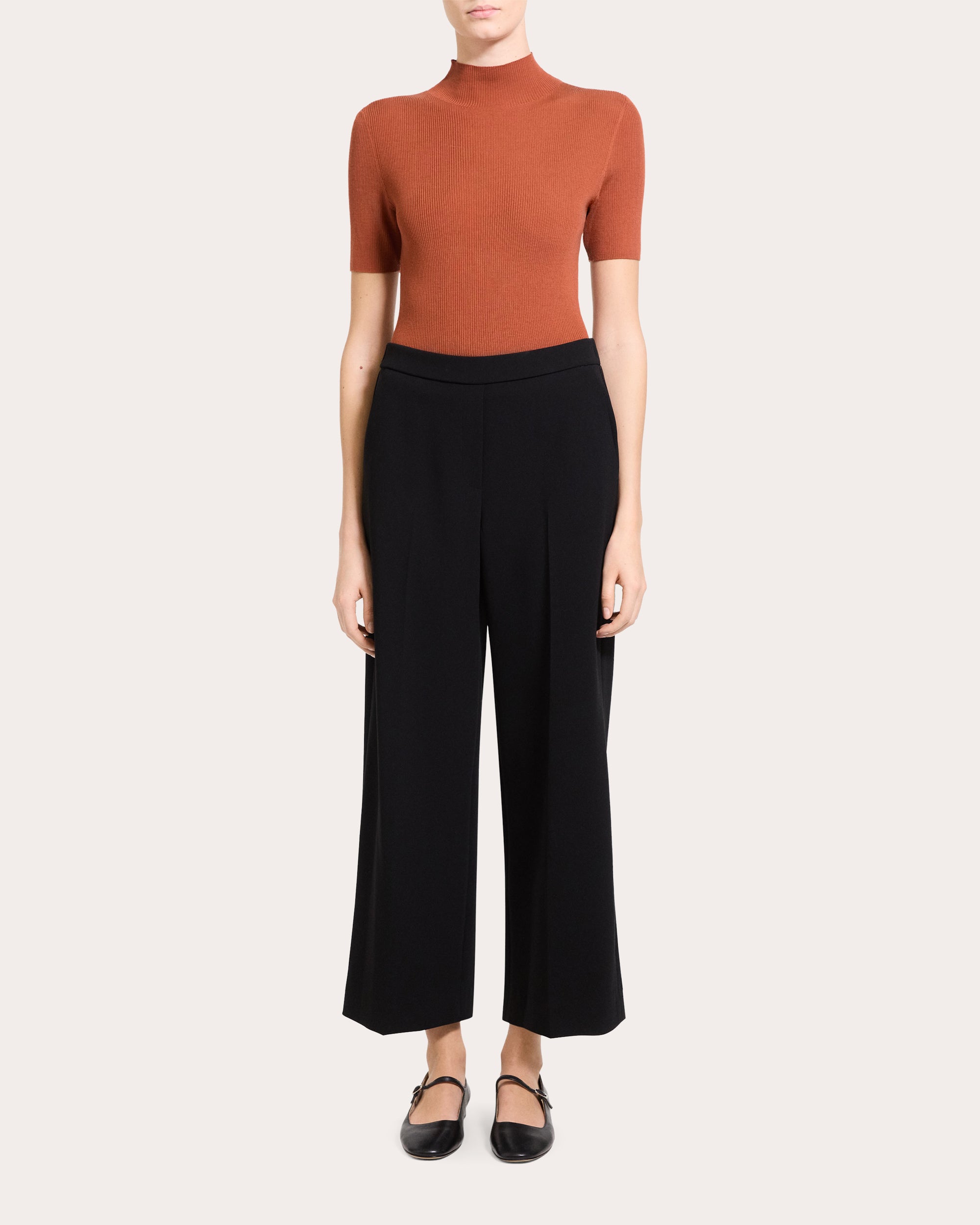Classic Crepe Cropped Pull-On Pants
