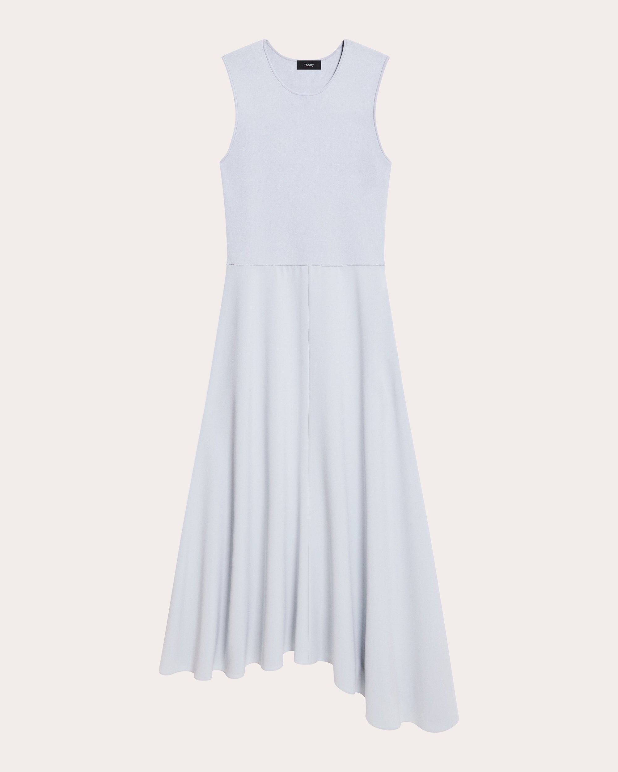 Knit Crepe Combo Asymmetric Midi Dress