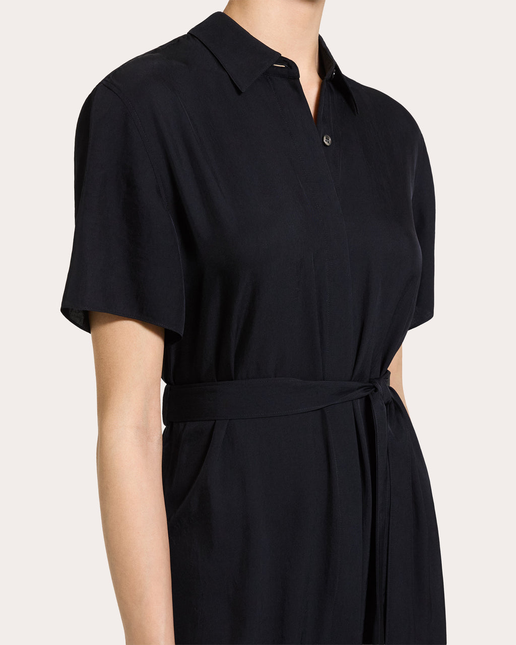 Twill Belted A-Line Shirt Dress