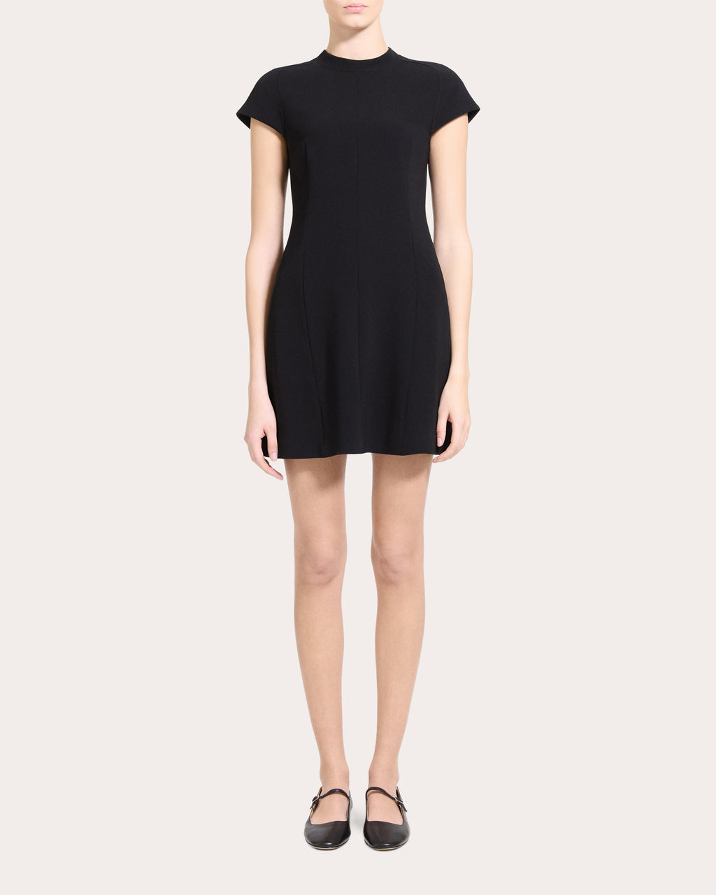 Seamed Crepe A-Line Mini Dress