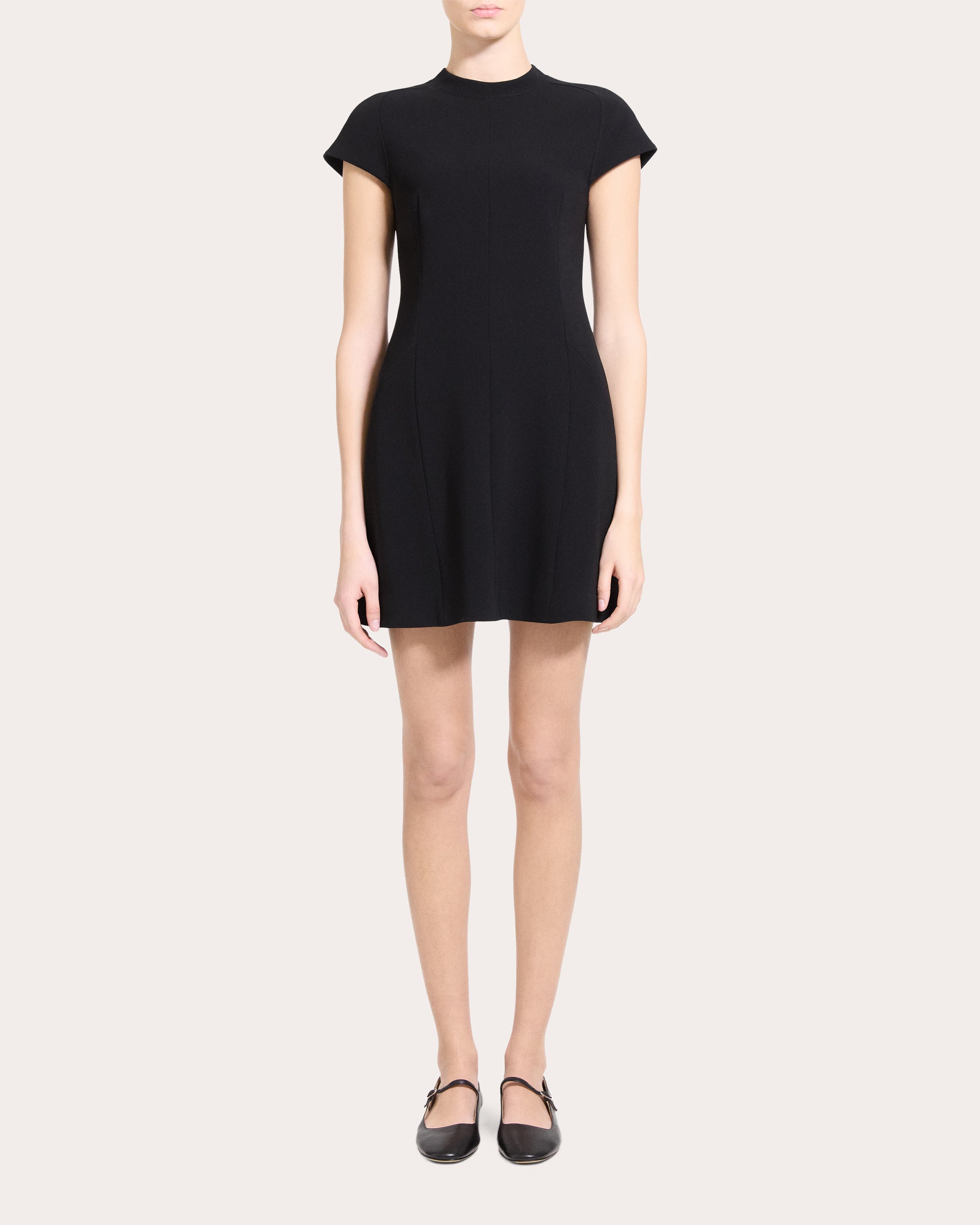 Seamed Crepe A-Line Mini Dress