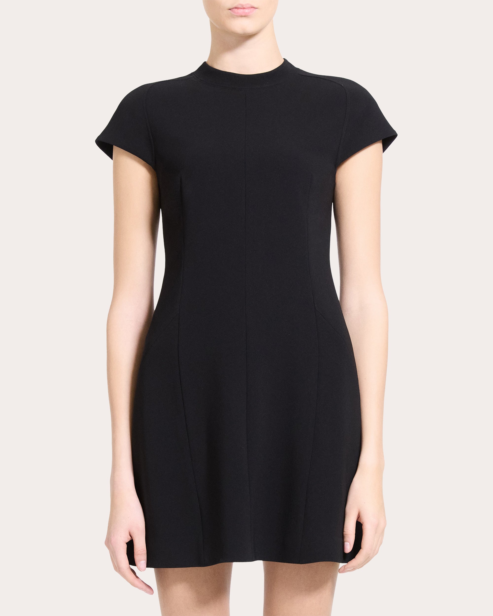 Seamed Crepe A-Line Mini Dress