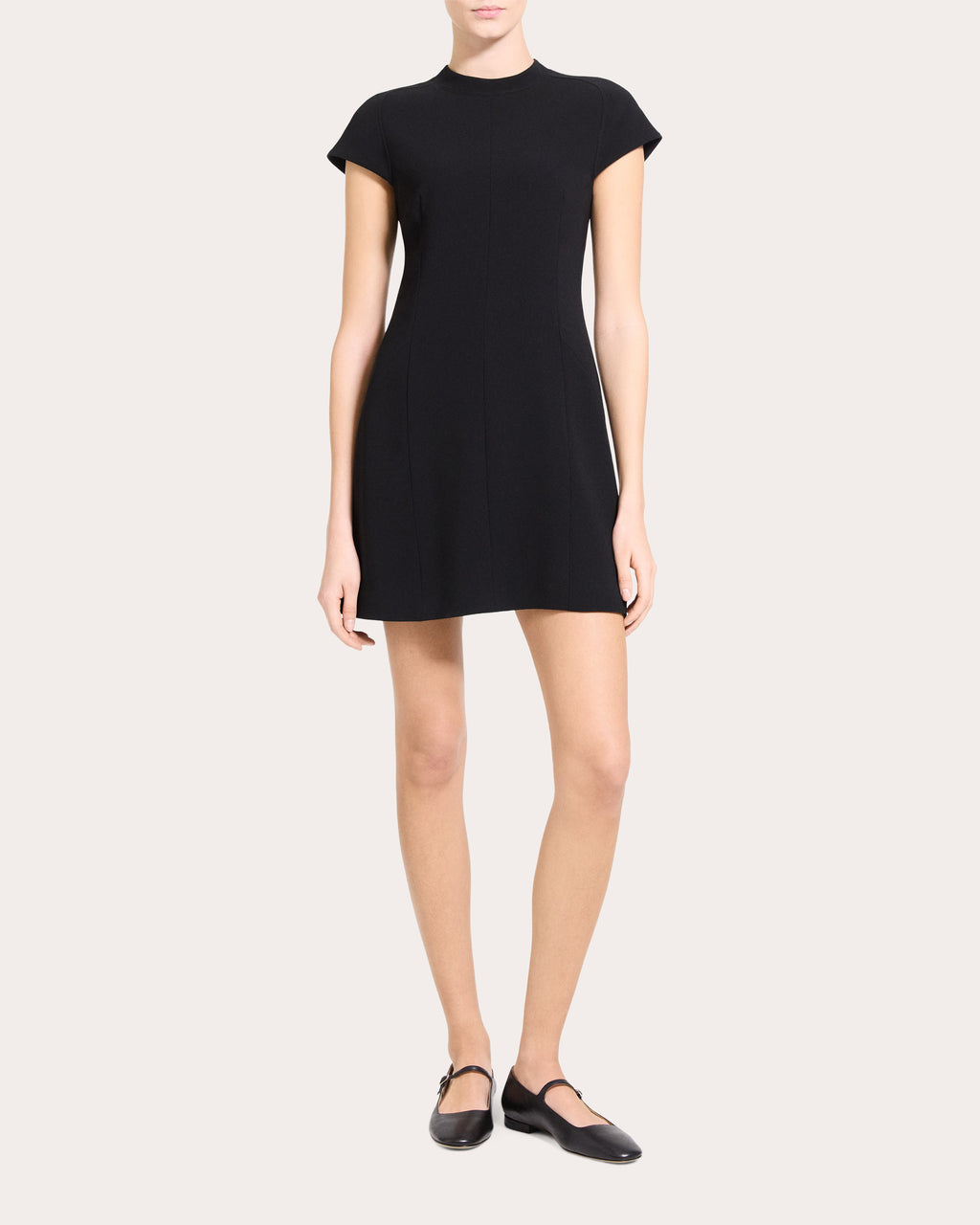 Seamed Crepe A-Line Mini Dress