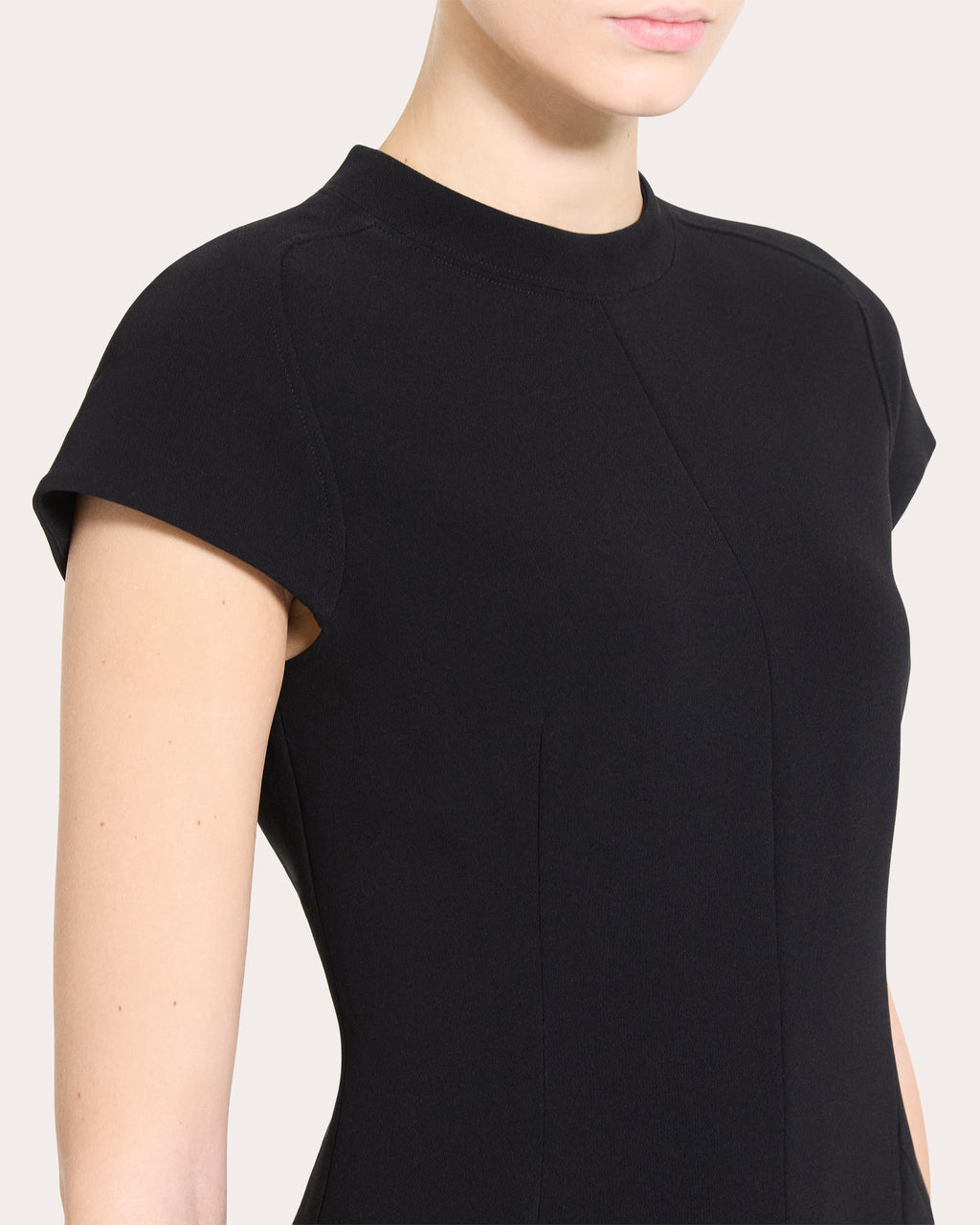 Seamed Crepe A-Line Mini Dress