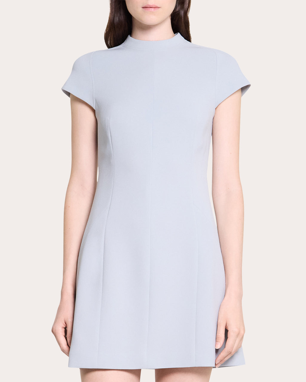 Seamed Crepe A-Line Mini Dress