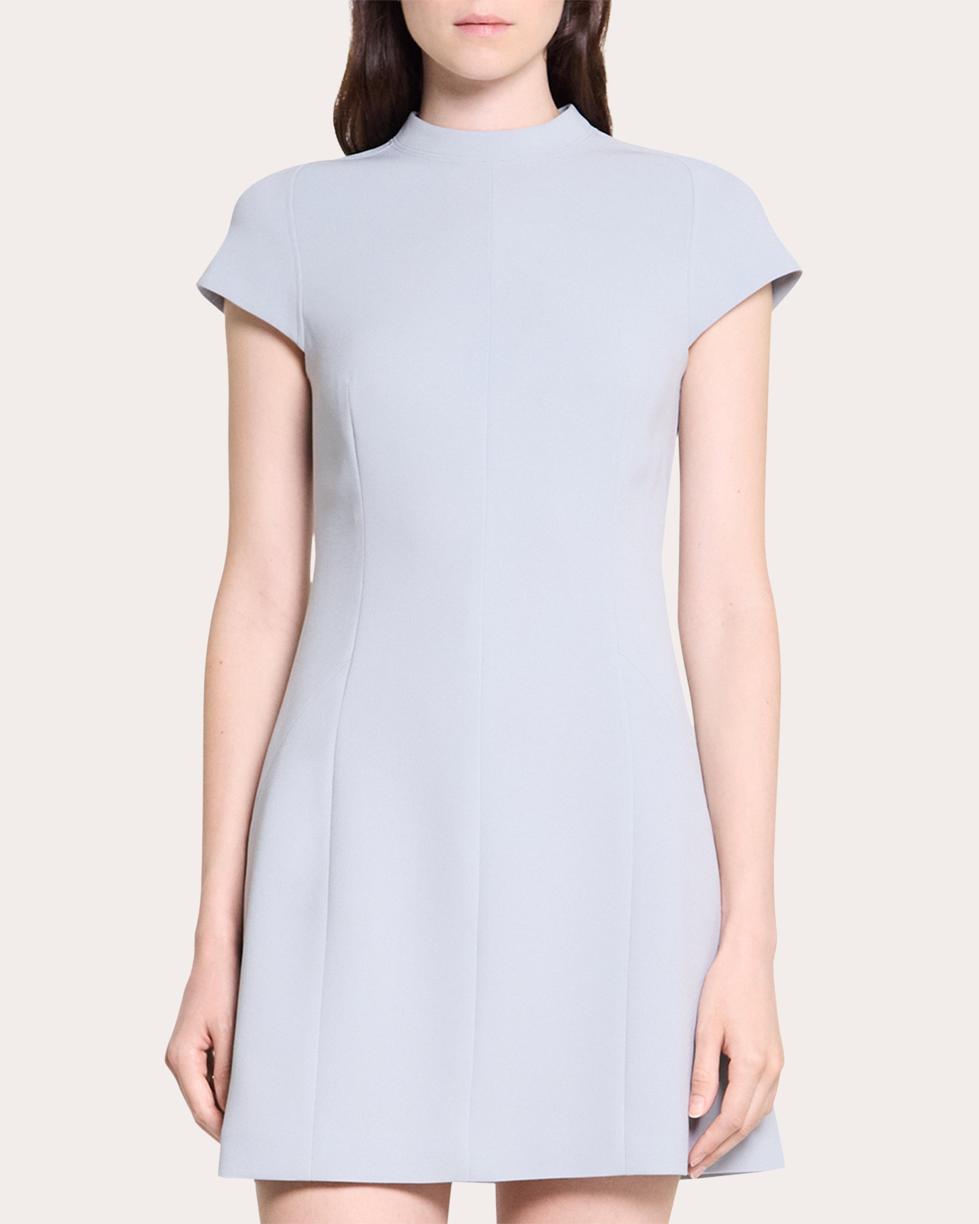 Seamed Crepe A-Line Mini Dress