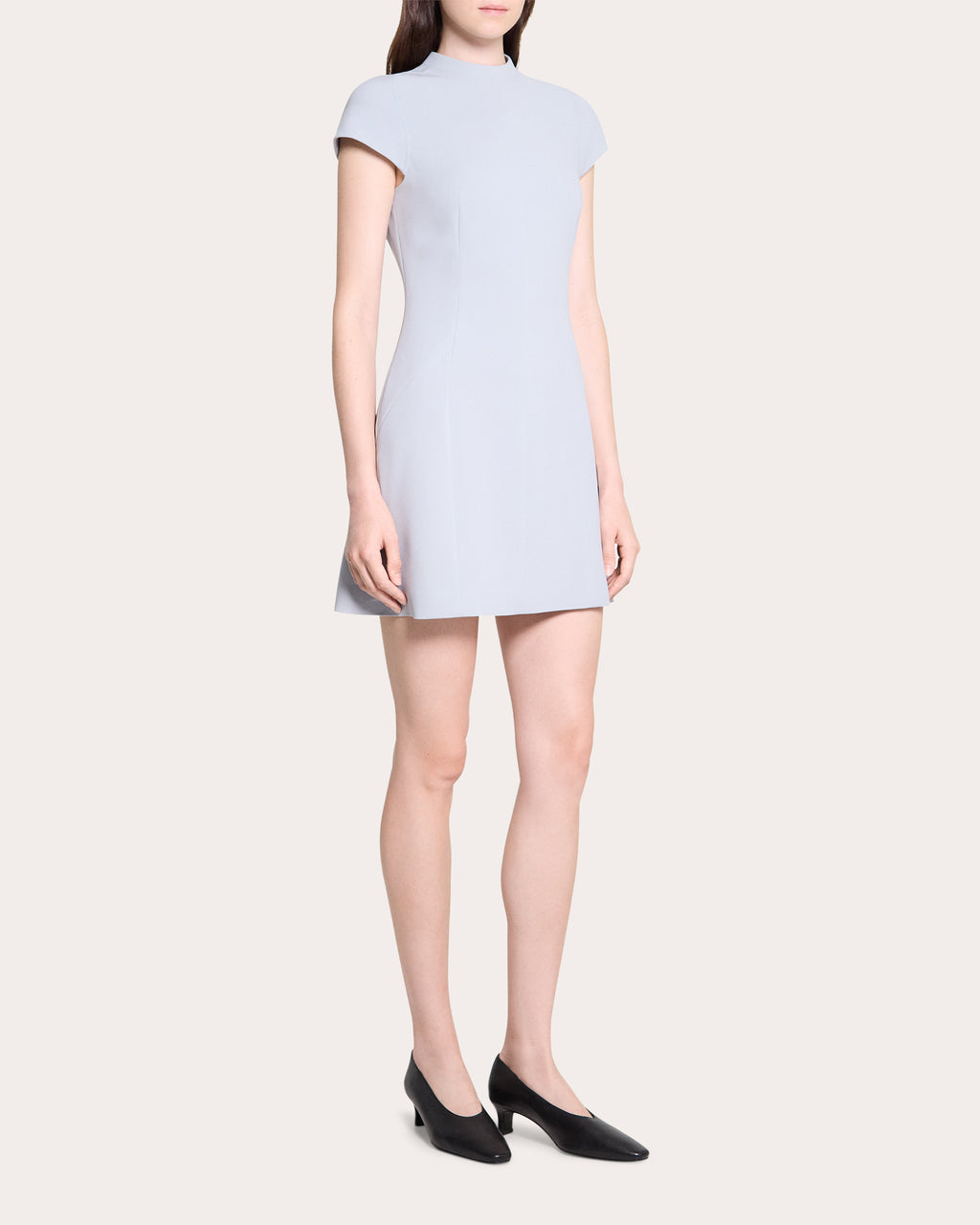 Seamed Crepe A-Line Mini Dress