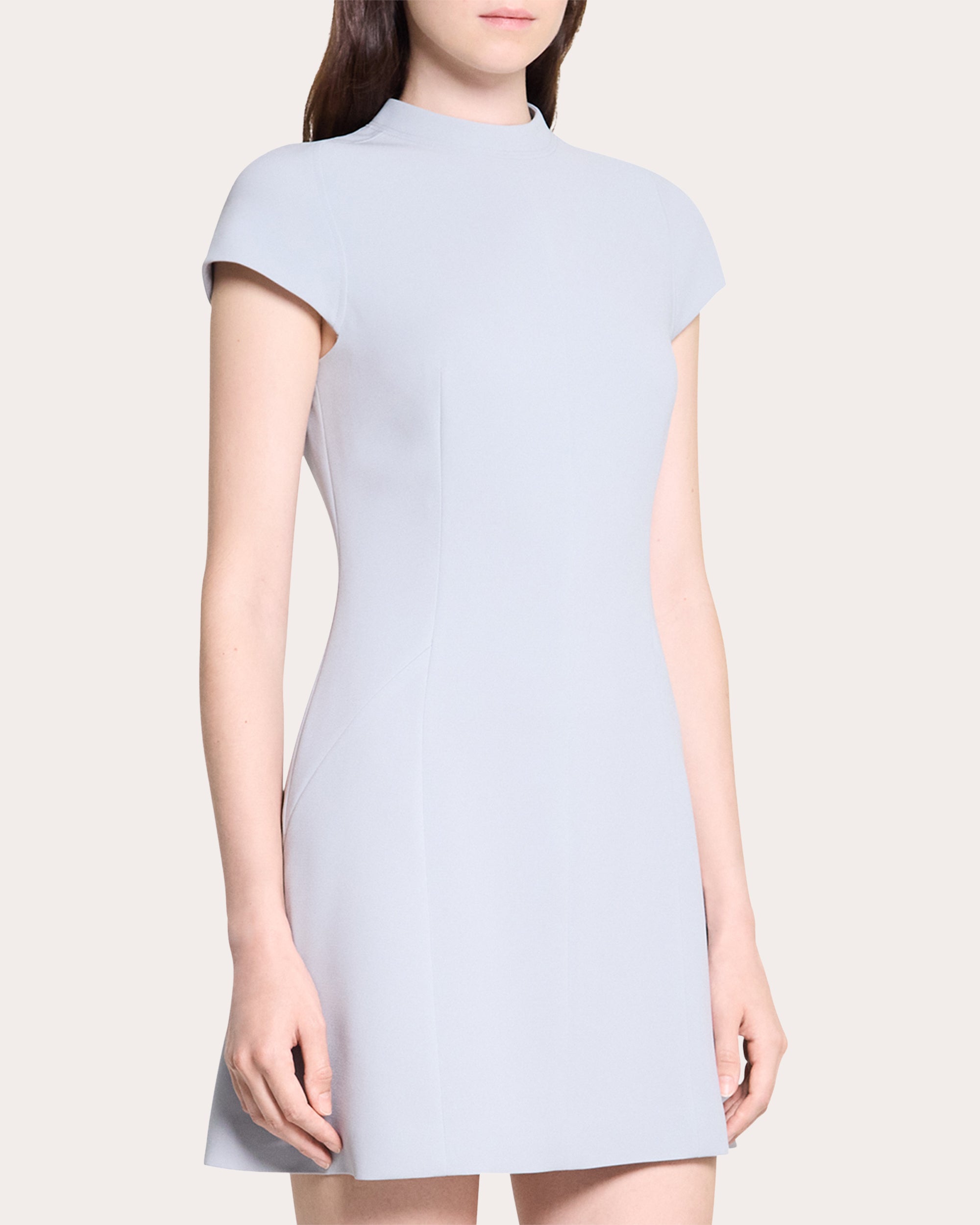 Seamed Crepe A-Line Mini Dress