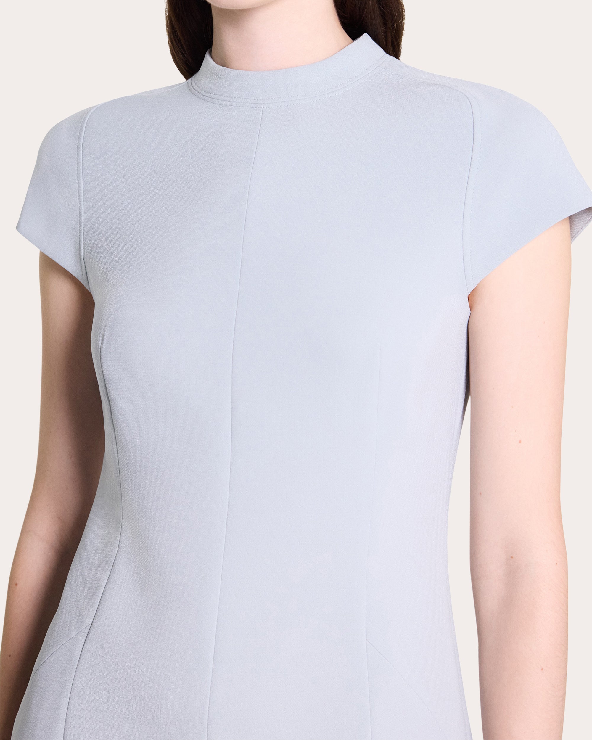 Seamed Crepe A-Line Mini Dress