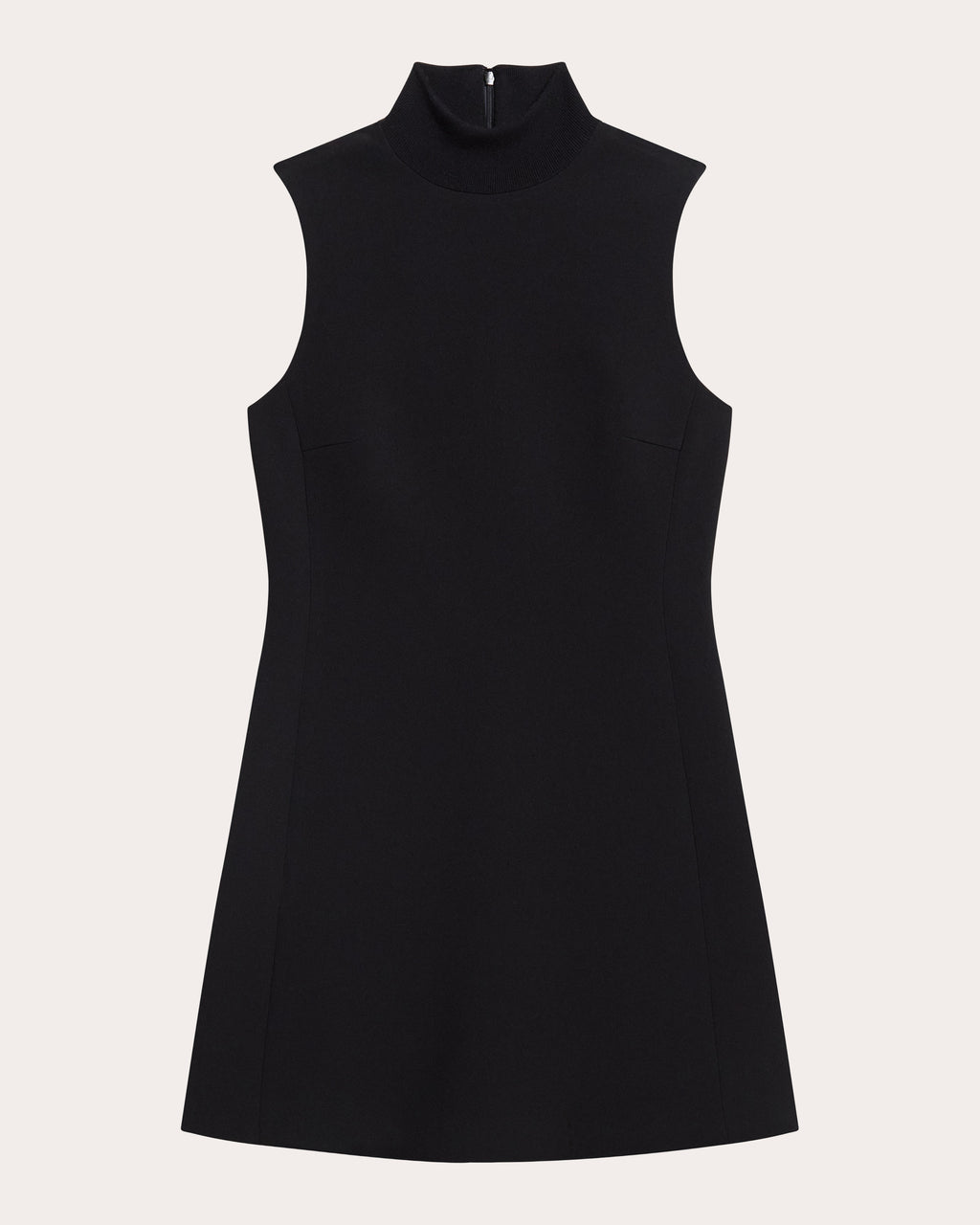 Crepe Mock Neck A-Line Mini Dress