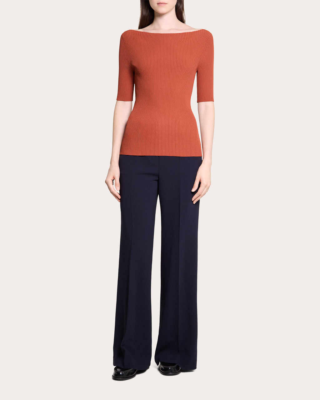 Rib Knit Boatneck Top
