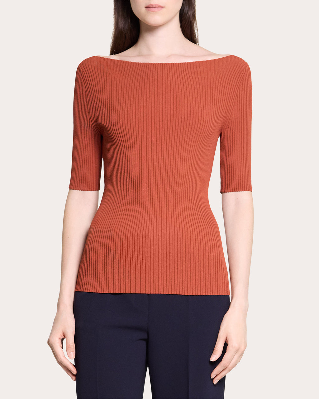 Rib Knit Boatneck Top