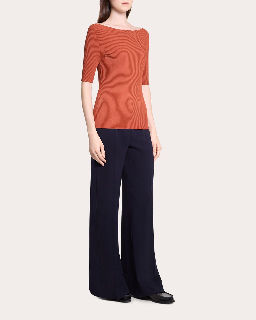 Rib Knit Boatneck Top