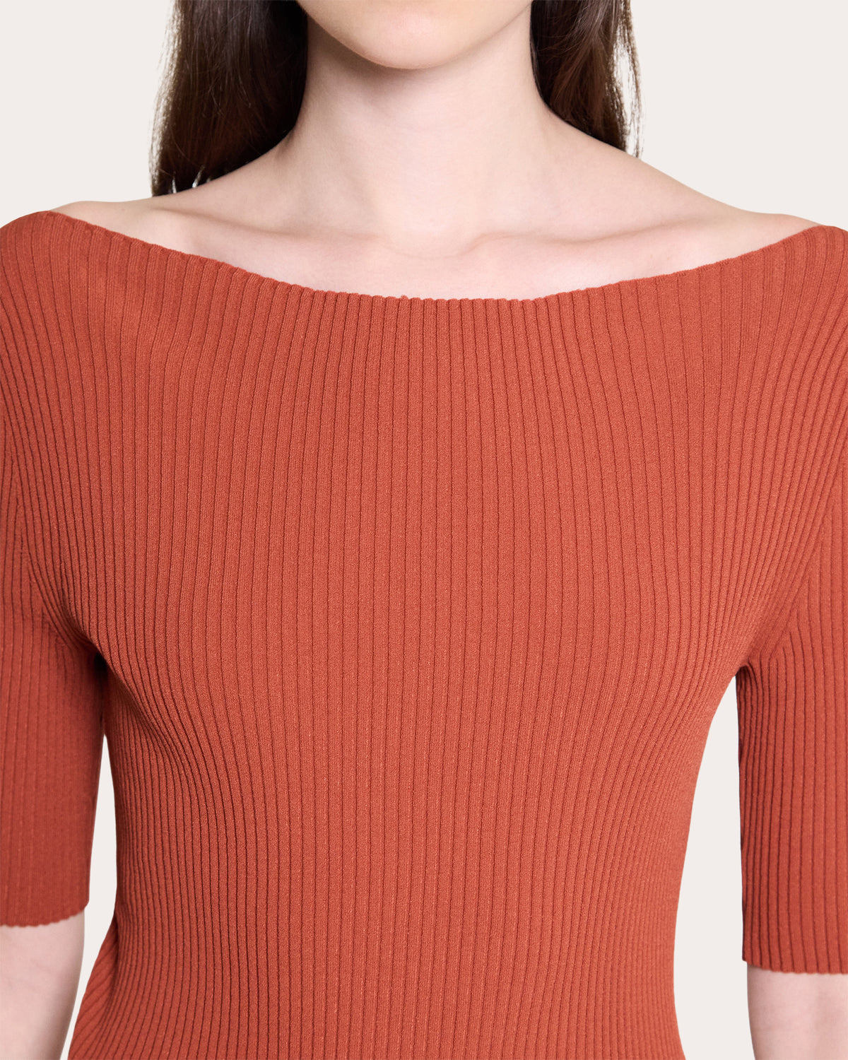 Rib Knit Boatneck Top