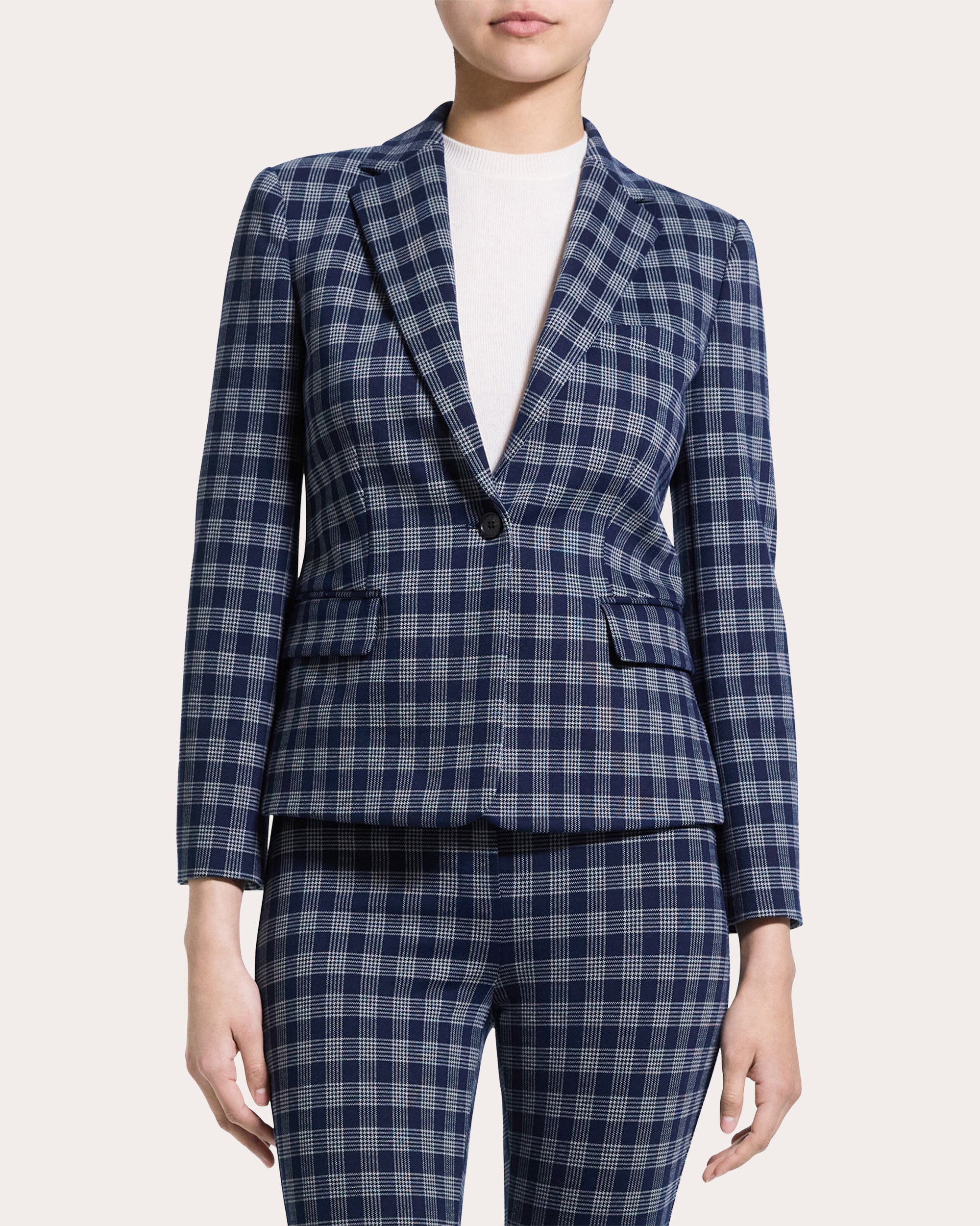 Plaid Slim Single-Breasted Blazer