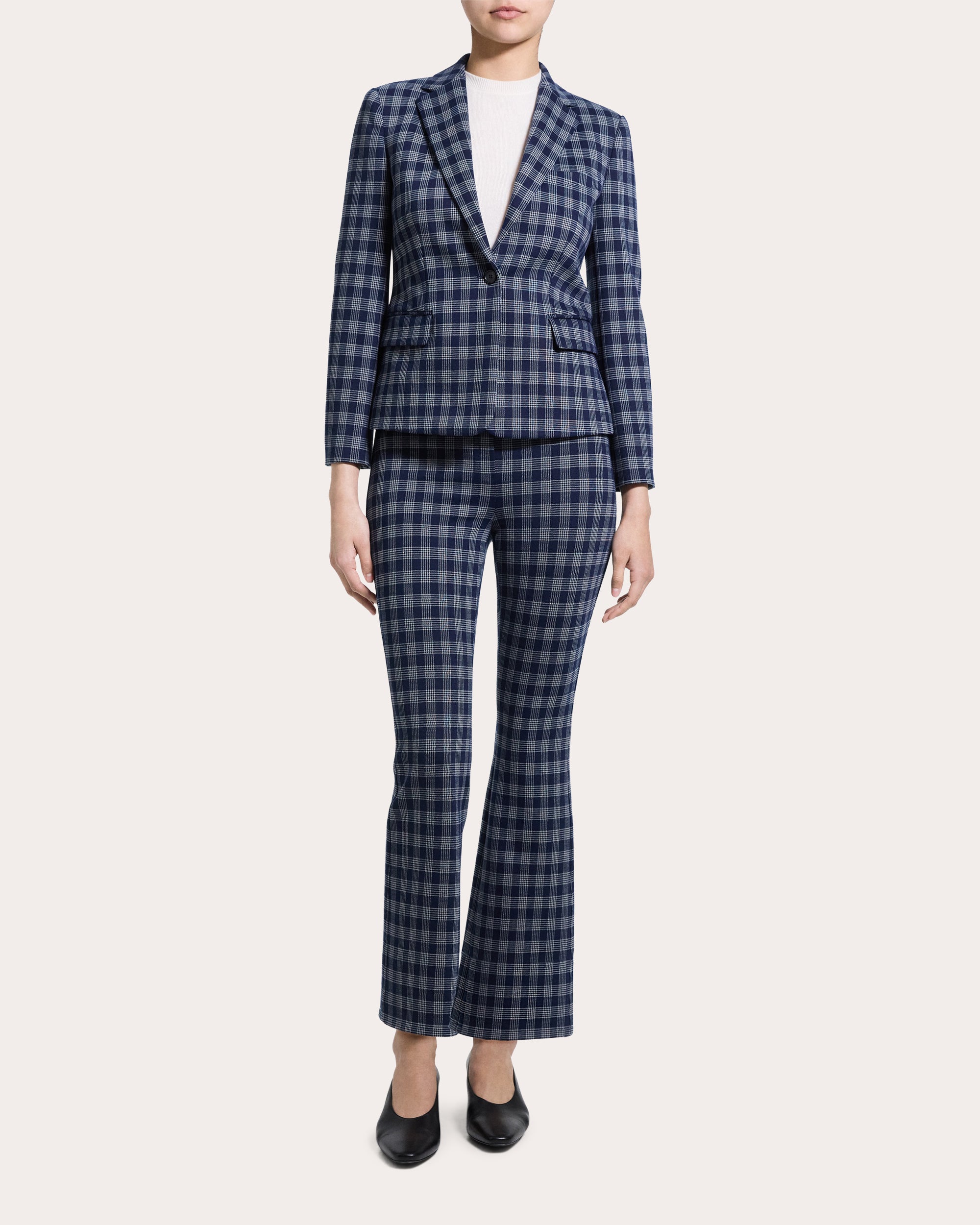 Plaid Slim Single-Breasted Blazer