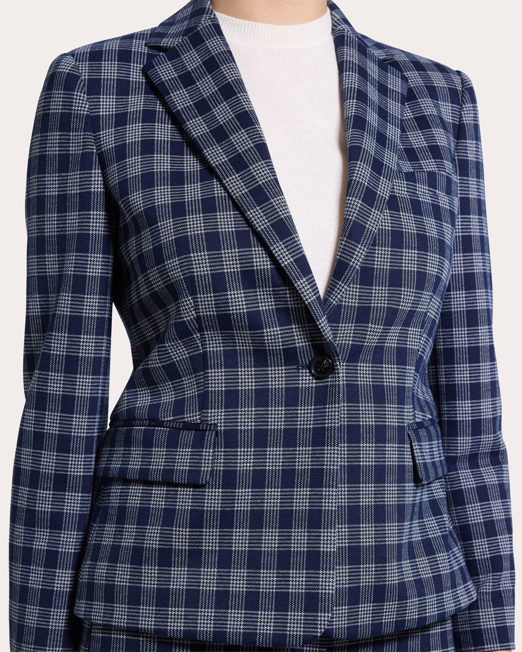 Plaid Slim Single-Breasted Blazer