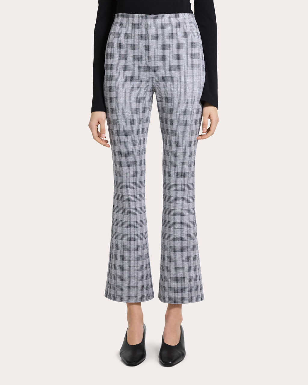Plaid High-Rise Cropped Kick Pants