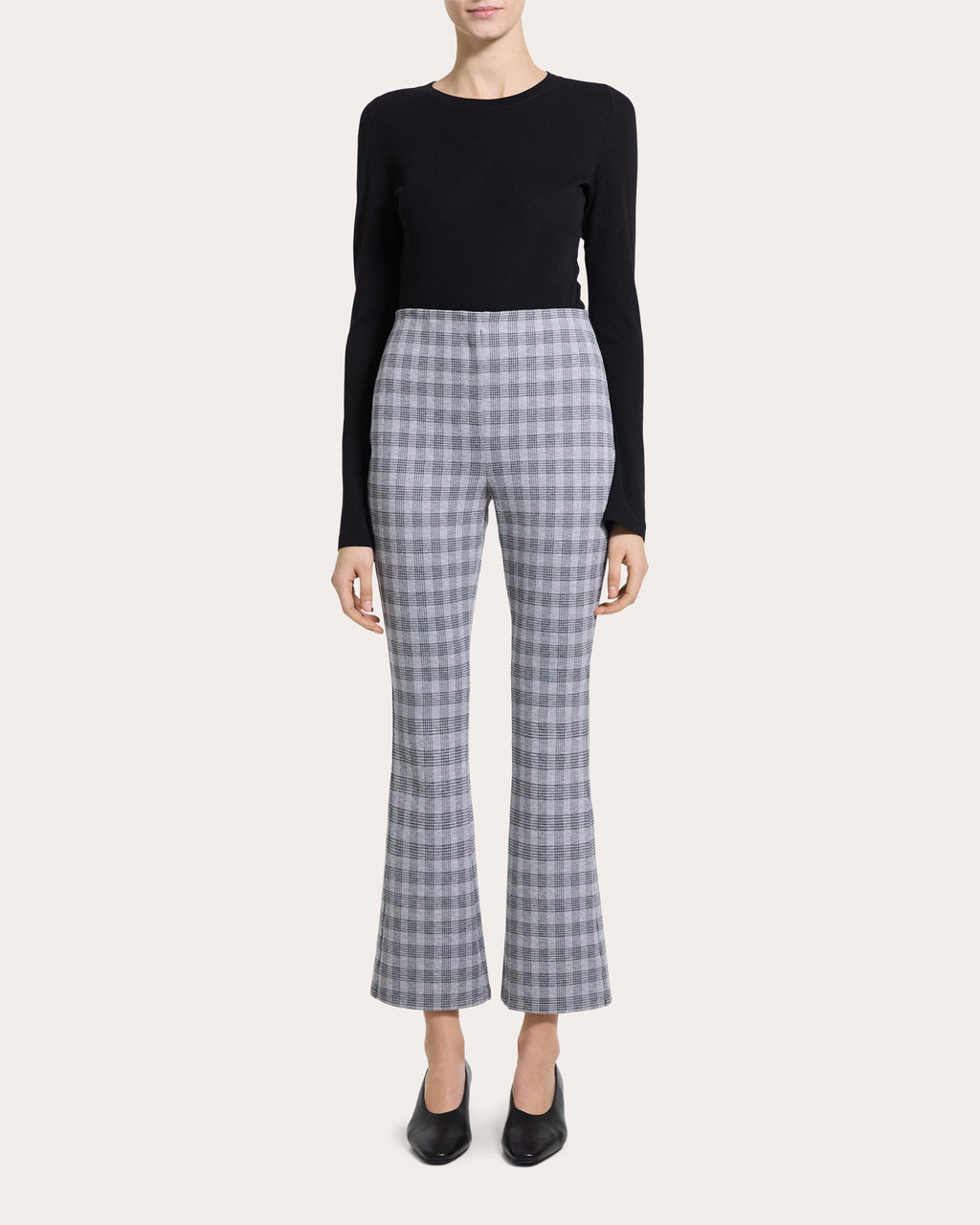 Plaid High-Rise Cropped Kick Pants