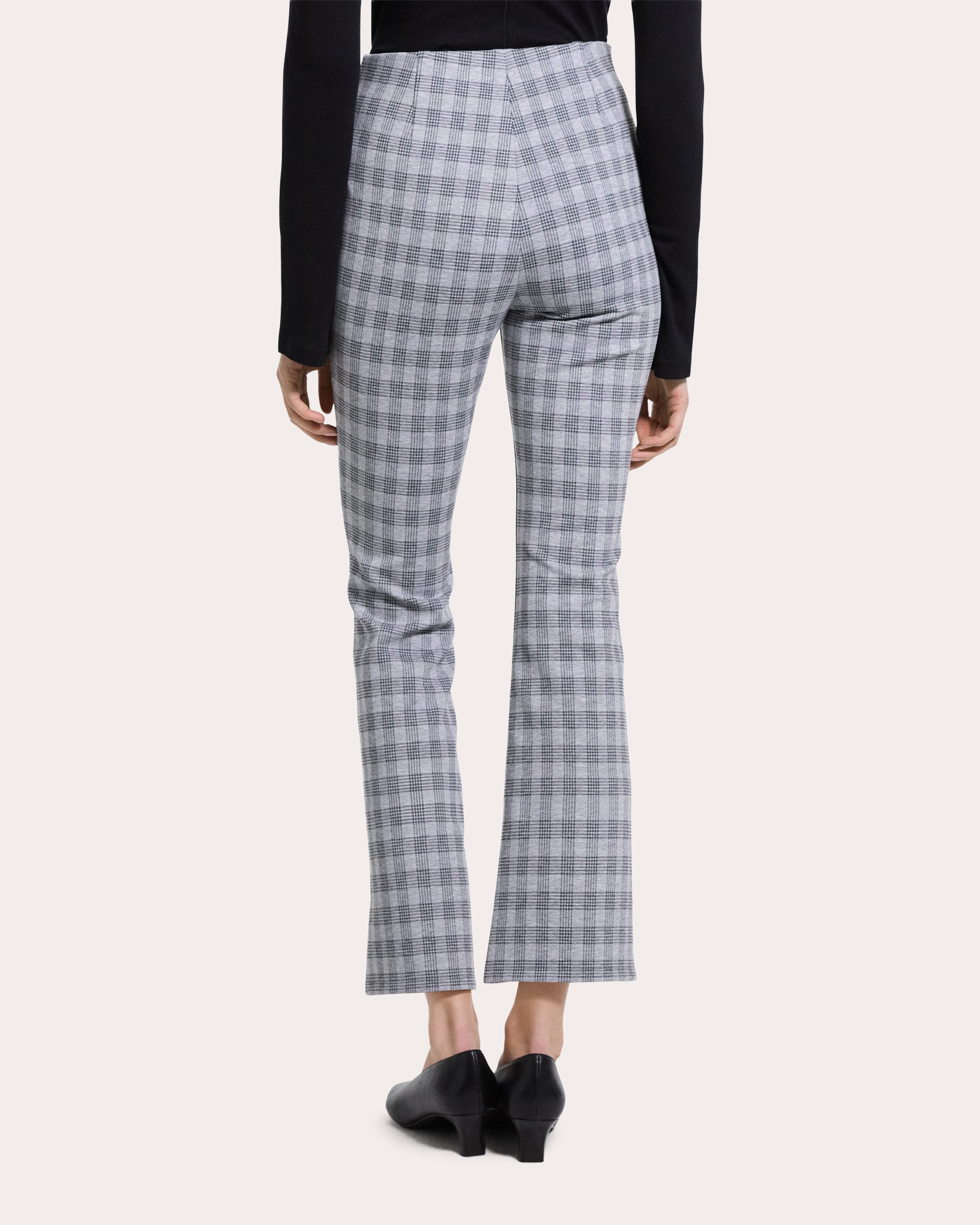 Plaid High-Rise Cropped Kick Pants