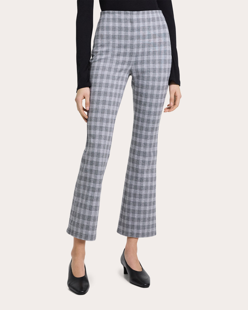 Plaid High-Rise Cropped Kick Pants