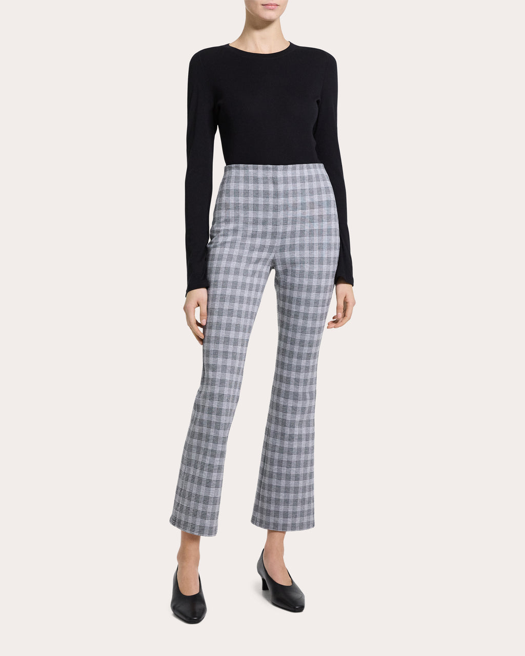 Plaid High-Rise Cropped Kick Pants