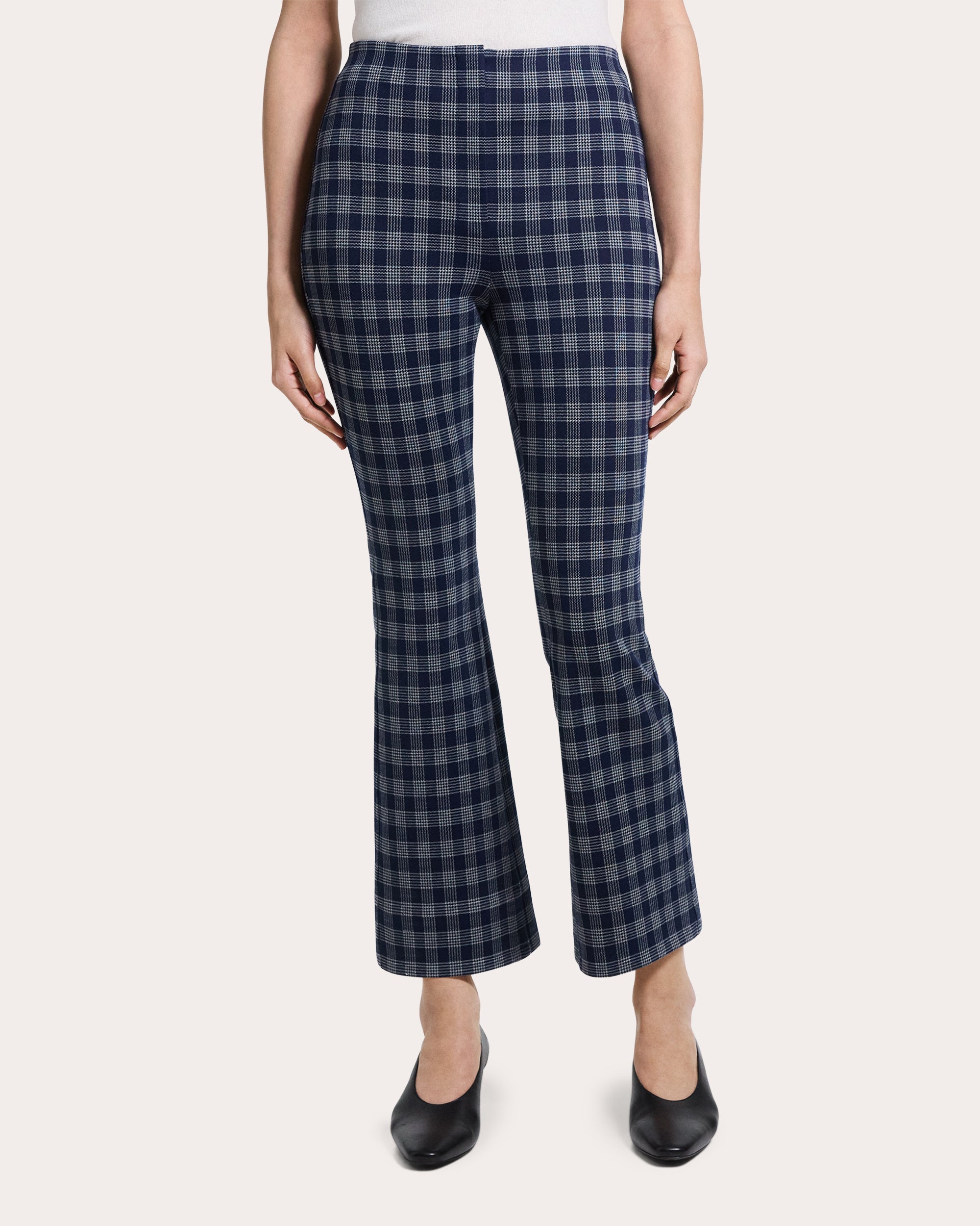 Plaid High-Rise Cropped Kick Pants