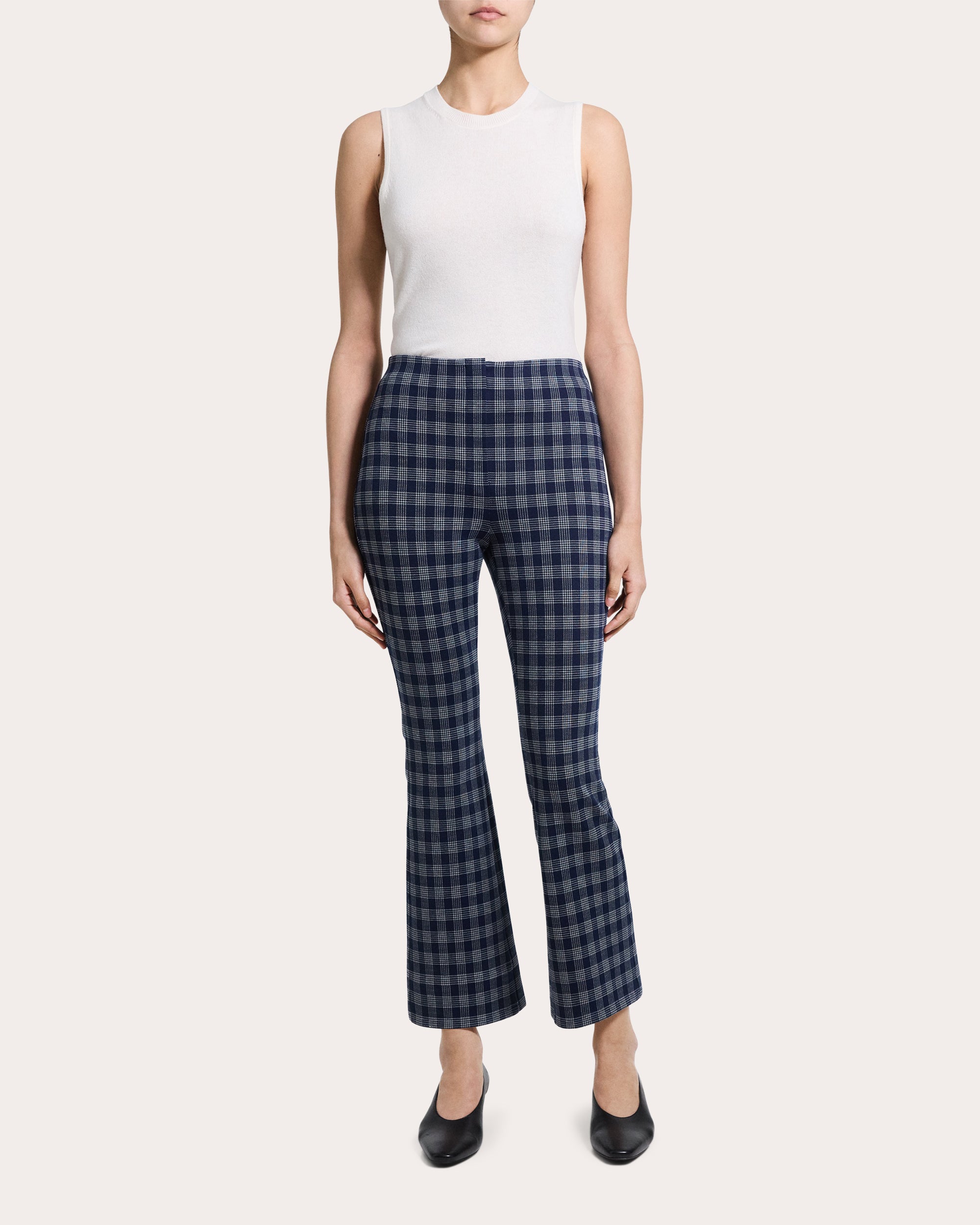 Plaid High-Rise Cropped Kick Pants