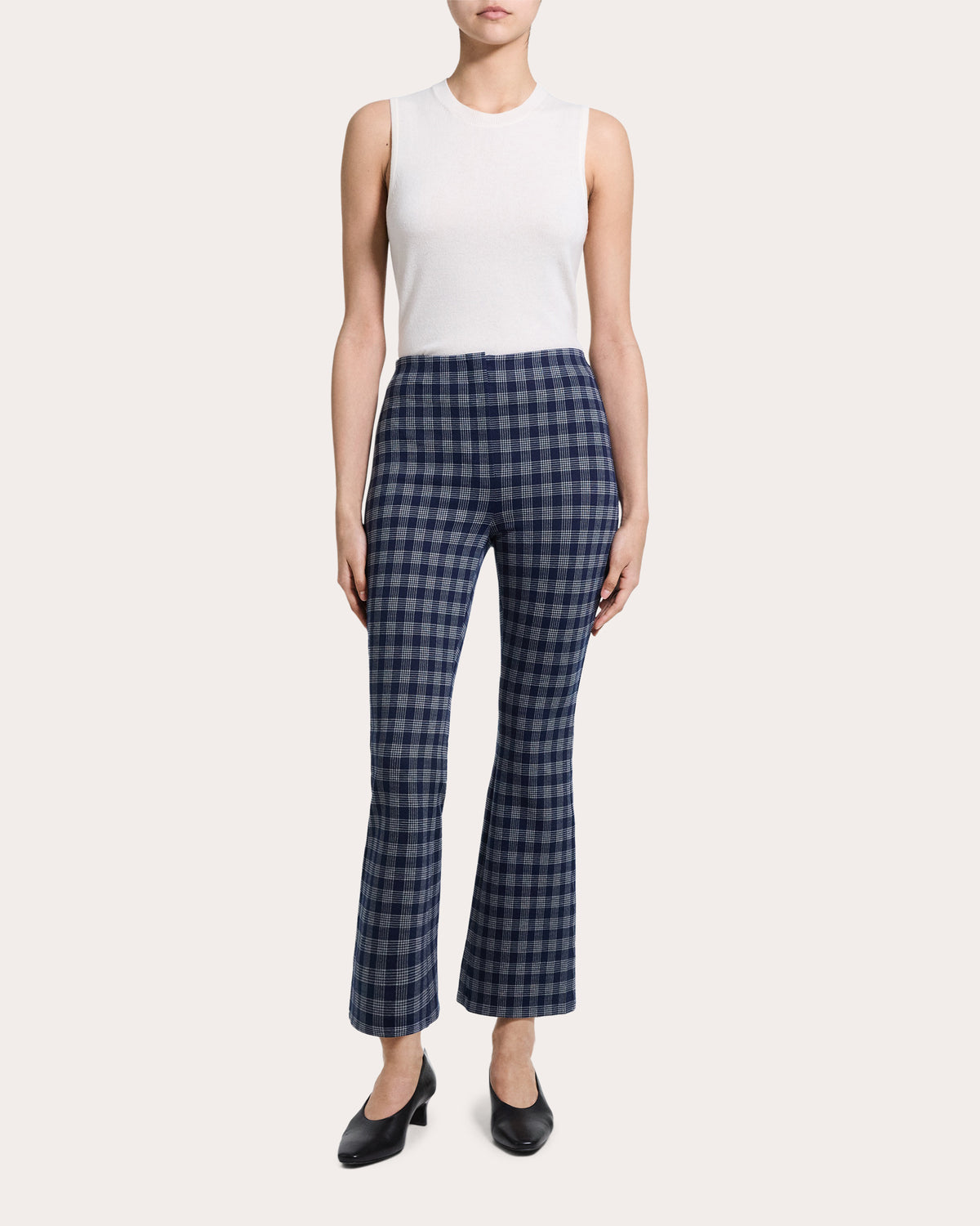 Plaid High-Rise Cropped Kick Pants
