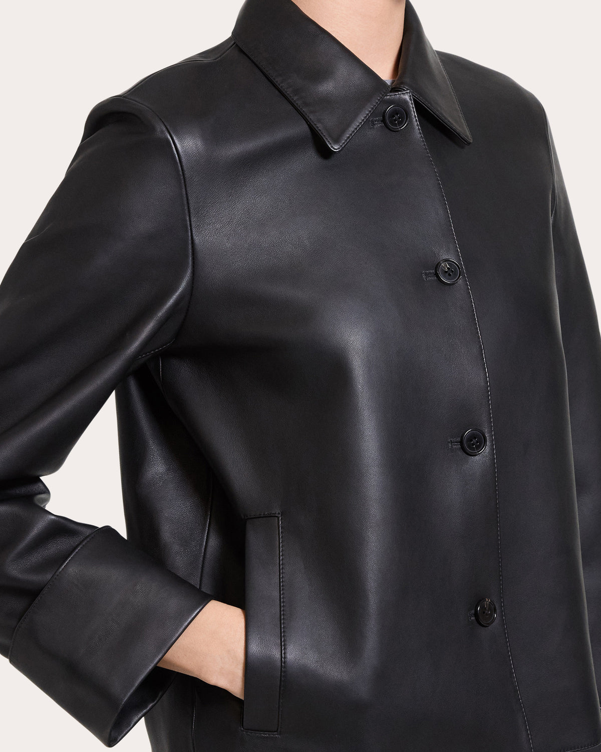 Leather Boxy Shirt Jacket