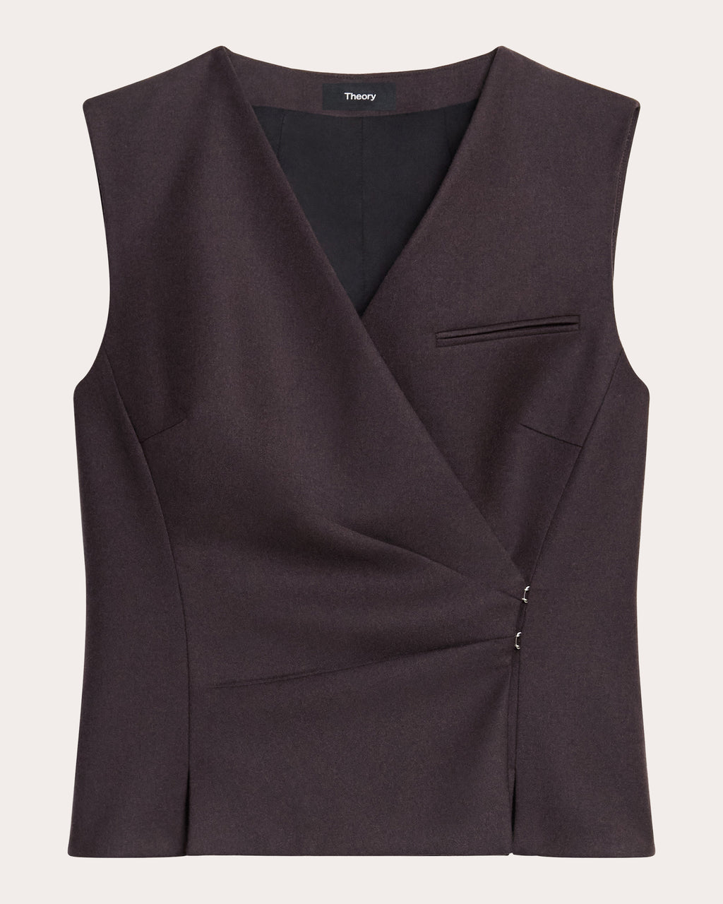 Sleek Flannel Wool Draped Wrap Vest