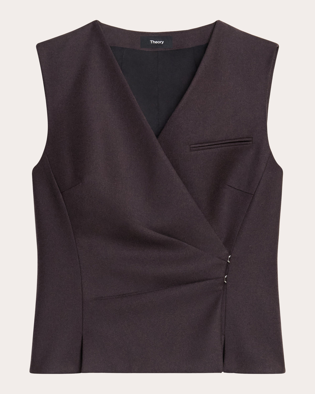 Sleek Flannel Wool Draped Wrap Vest