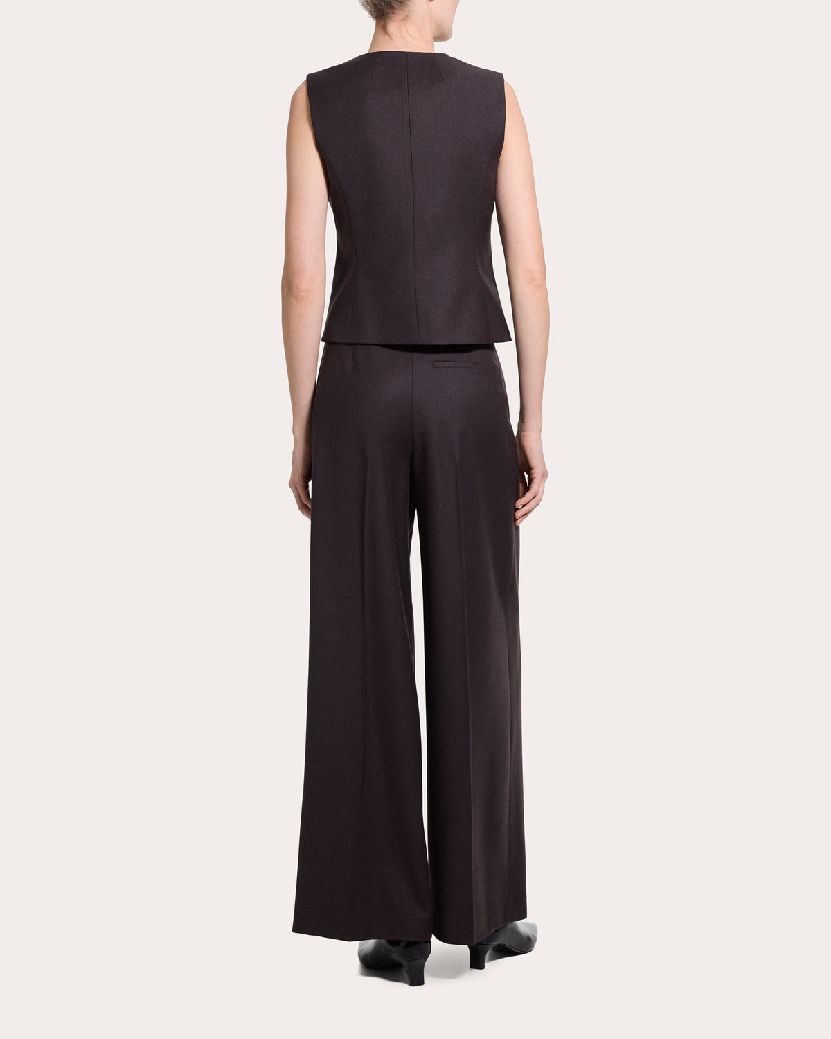 Sleek Flannel Wool Draped Wrap Vest