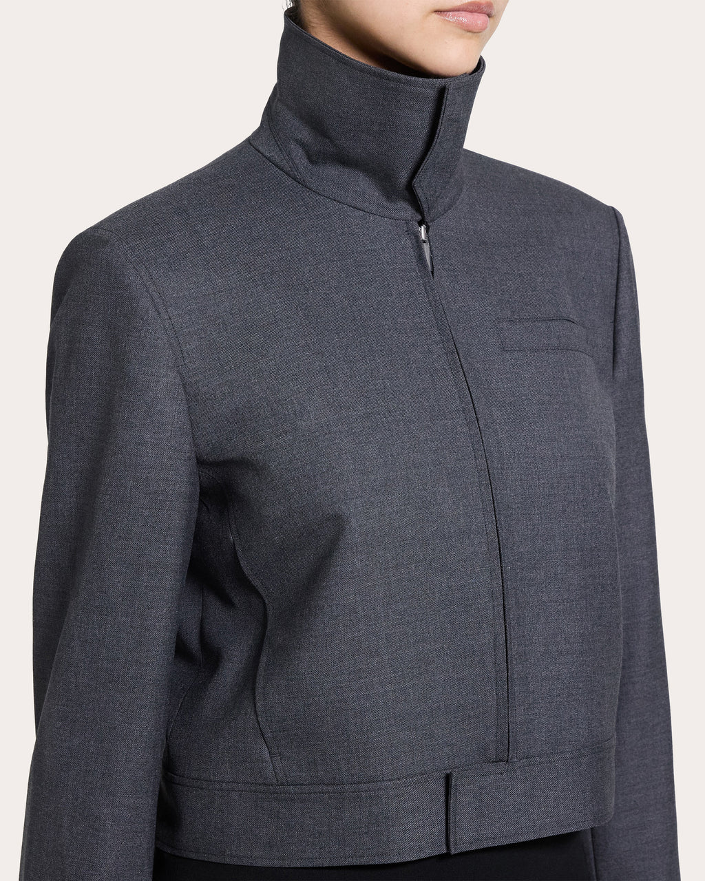 Harrington Flannel Cropped Jacket