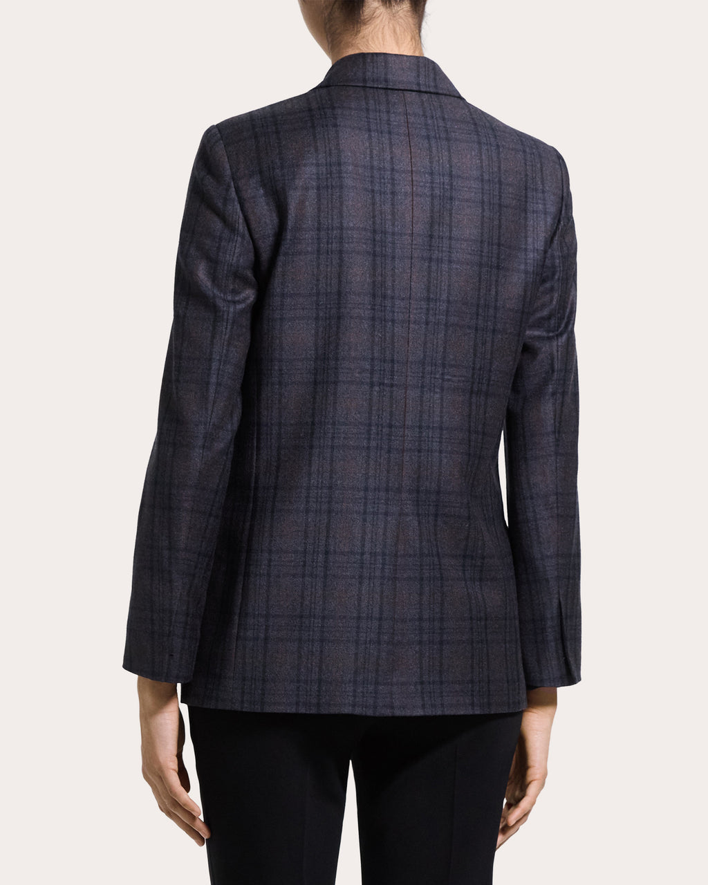 Plaid Sleek Flannel Double-Breasted Blazer