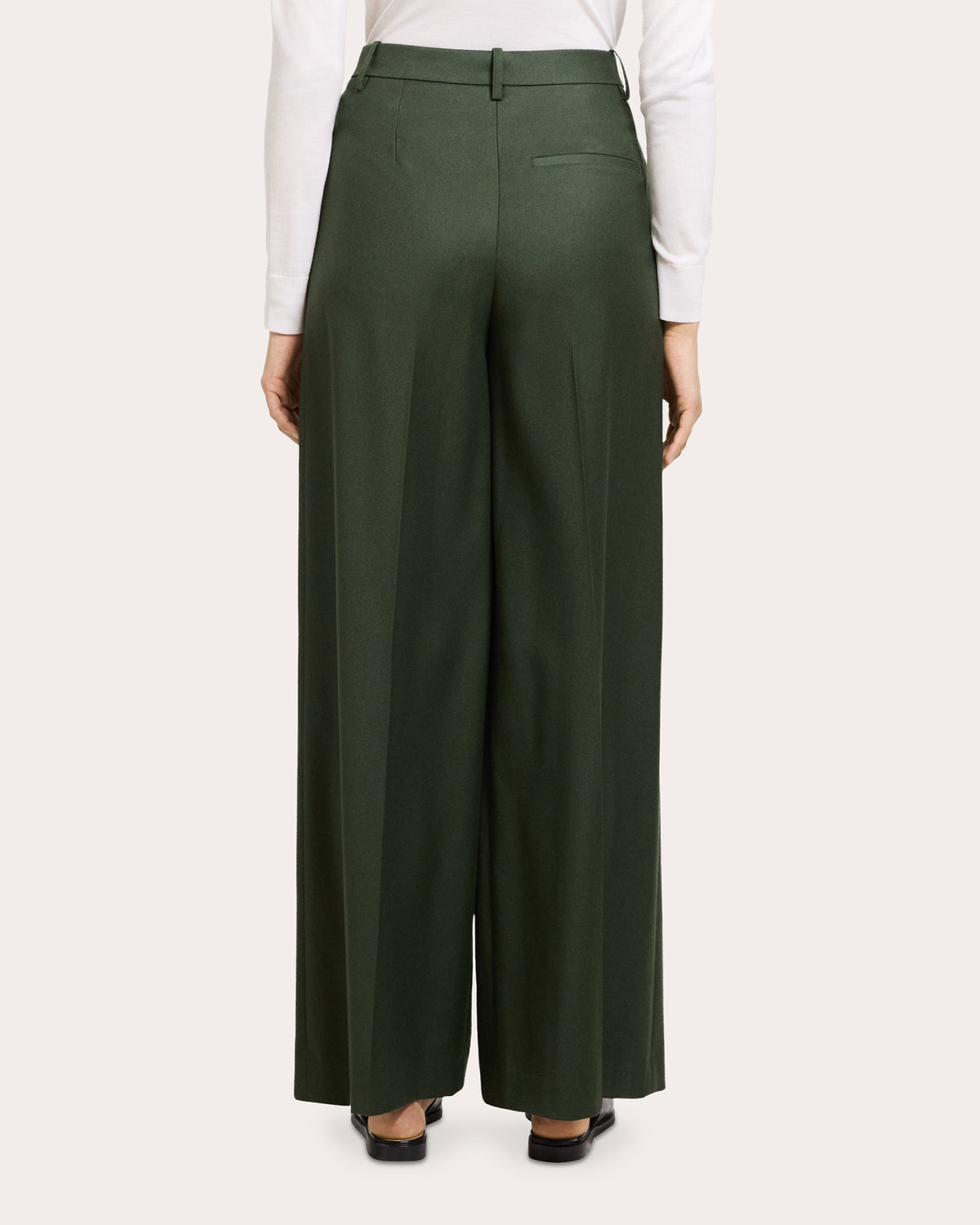 Sleek Flannel Wool Wide Pleated Trousers