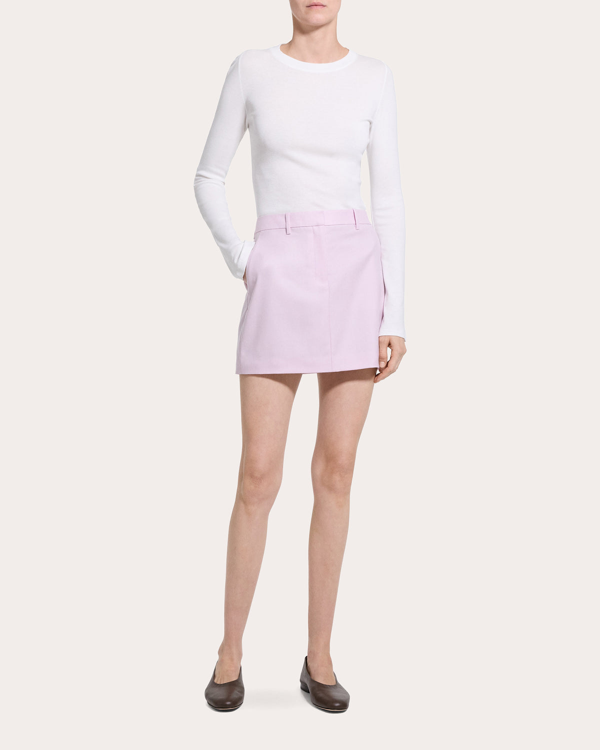 Sleek Flannel Knife Pleat Mini Skirt