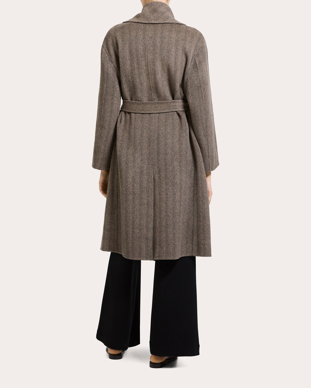 Herringbone Wool Cashmere Shawl Coat
