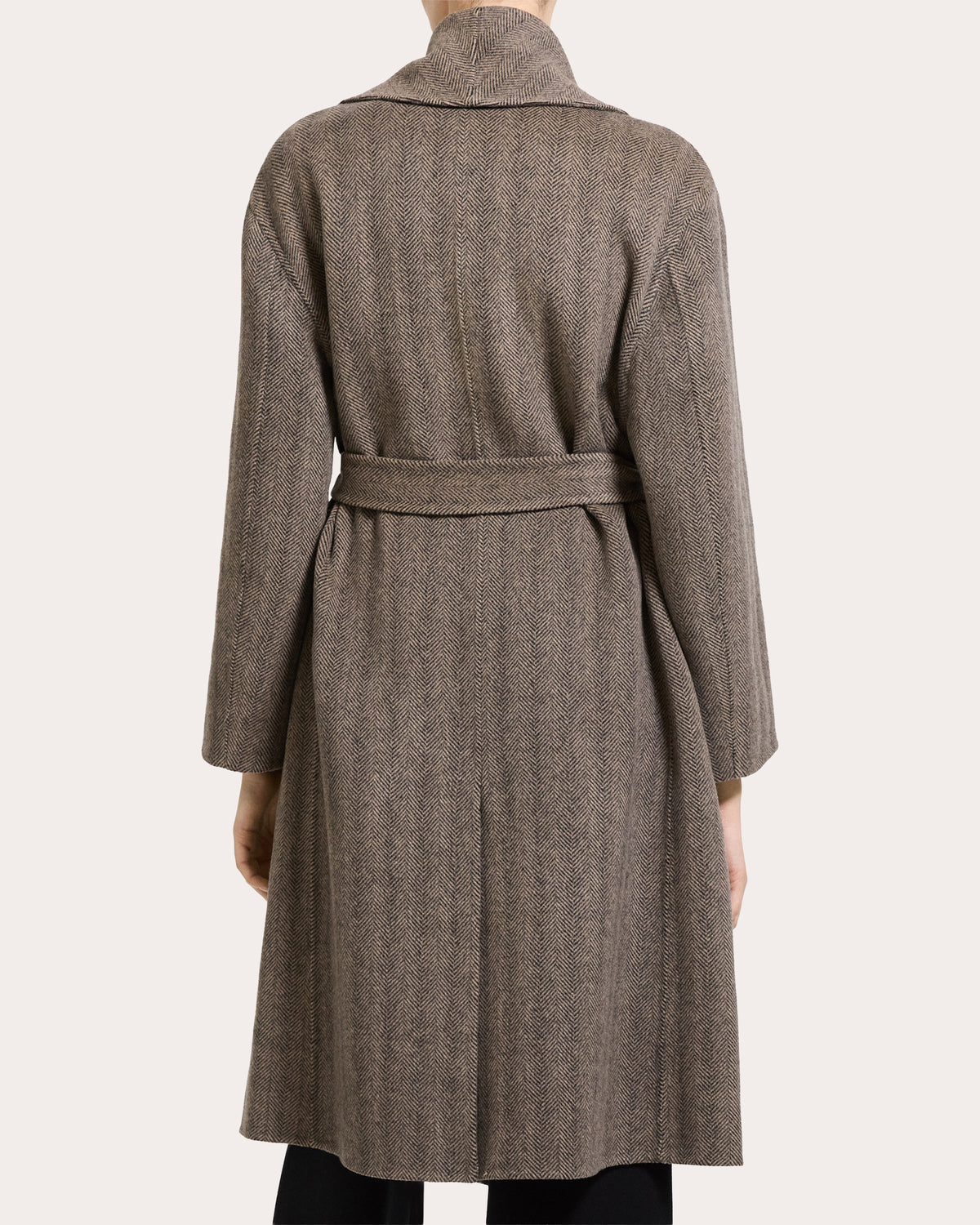 Herringbone Wool Cashmere Shawl Coat