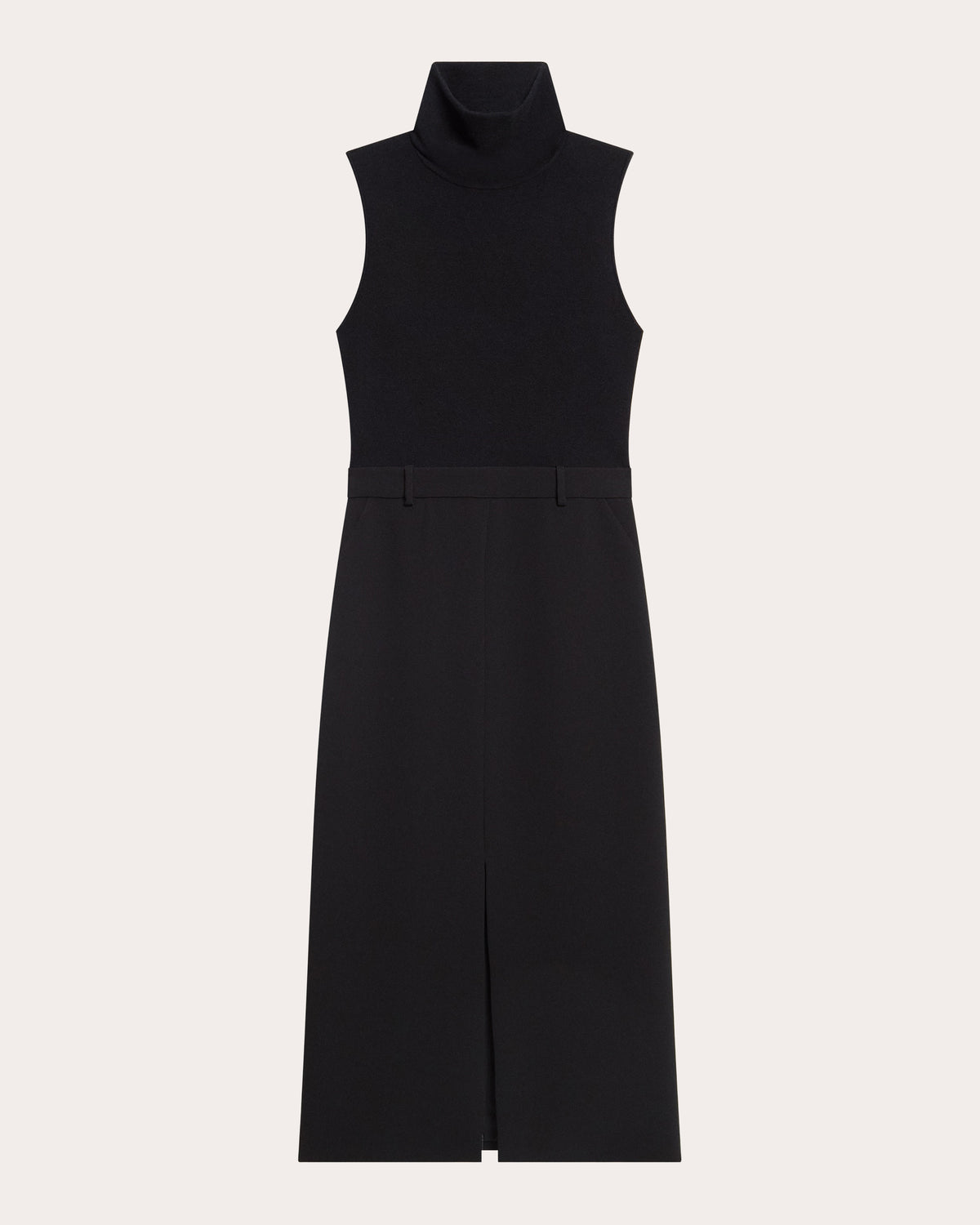 Knit Flannel Sleeveless Turtleneck Dress