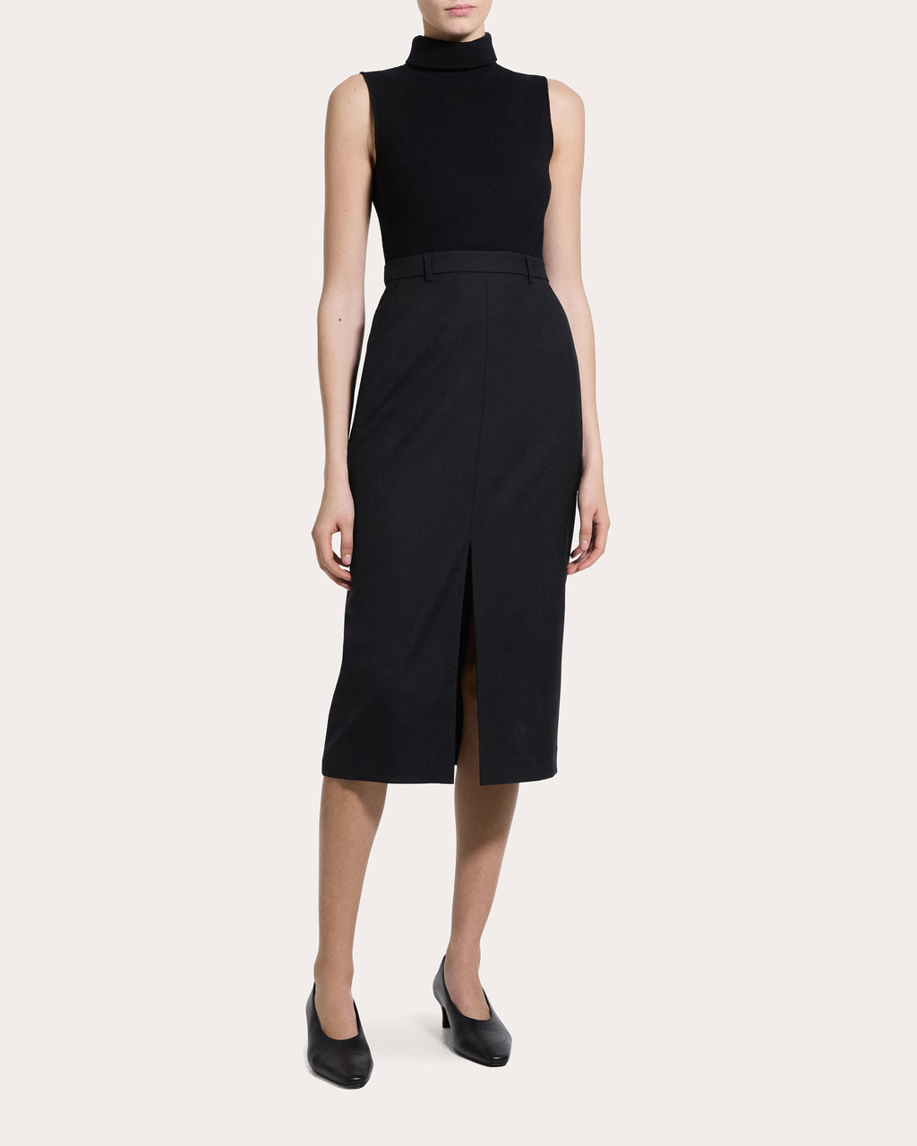 Knit Flannel Sleeveless Turtleneck Dress