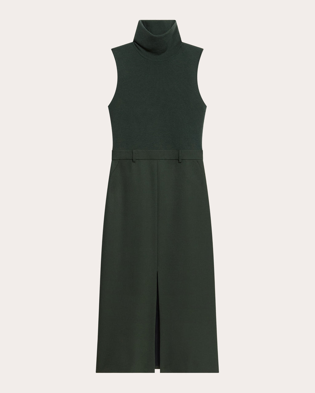 Knit Flannel Sleeveless Turtleneck Dress