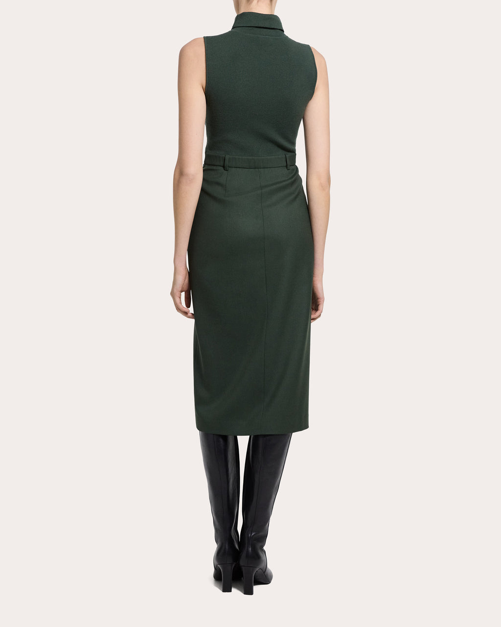 Knit Flannel Sleeveless Turtleneck Dress