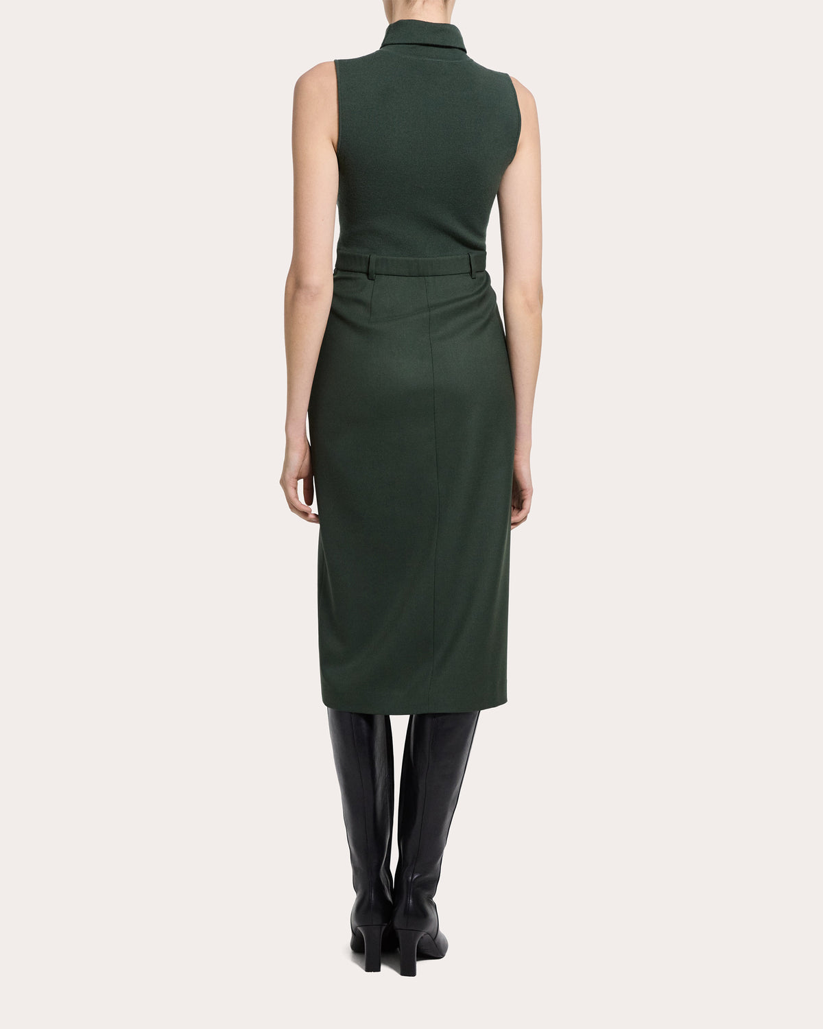 Knit Flannel Sleeveless Turtleneck Dress