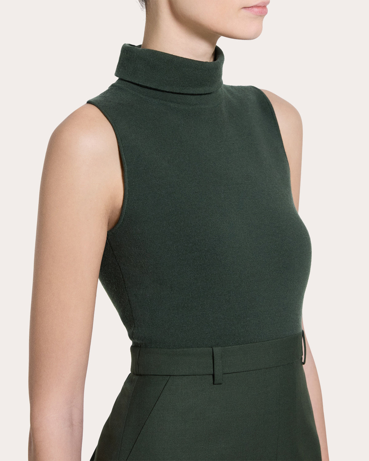 Knit Flannel Sleeveless Turtleneck Dress
