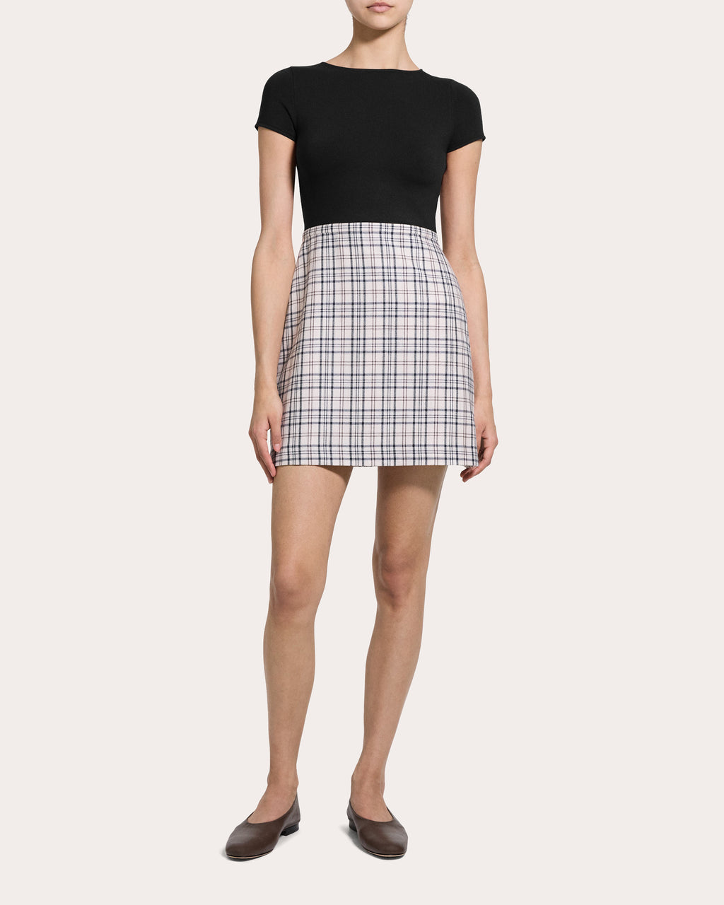 Plaid Flannel Knit Combo Mini Dress