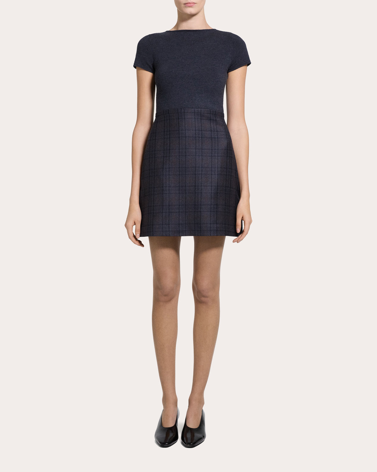 Plaid Flannel Knit Combo Mini Dress