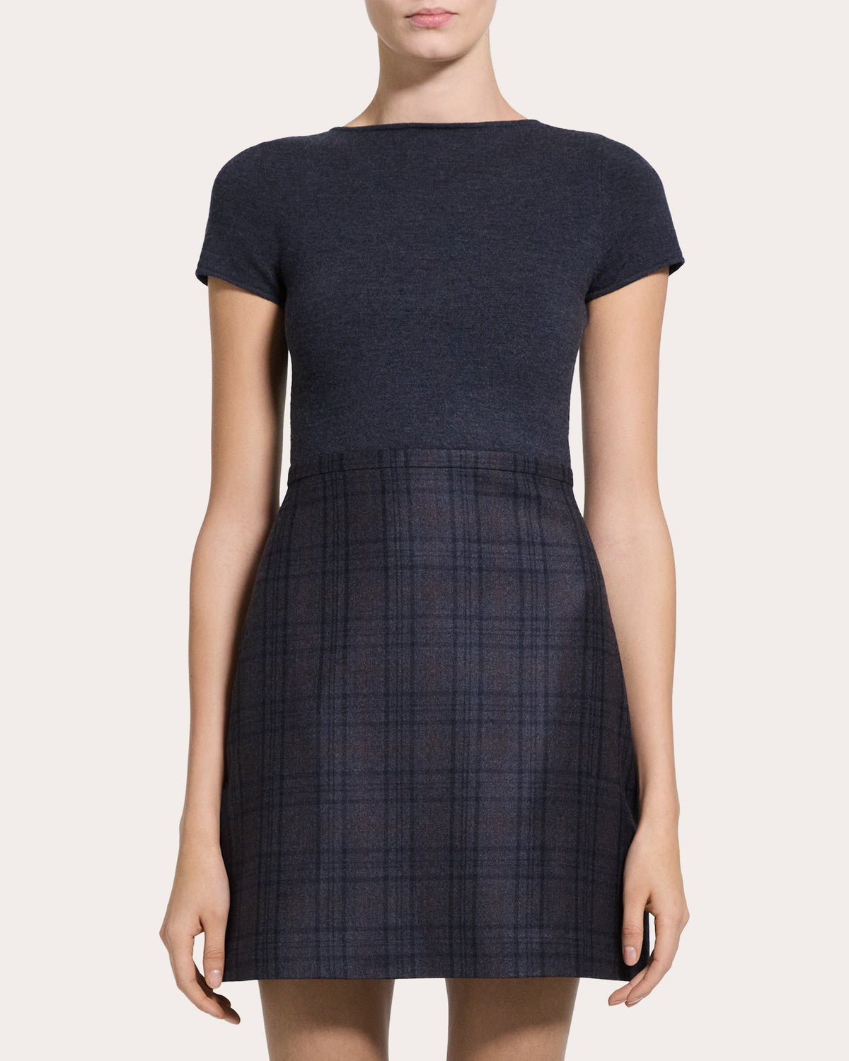 Plaid Flannel Knit Combo Mini Dress
