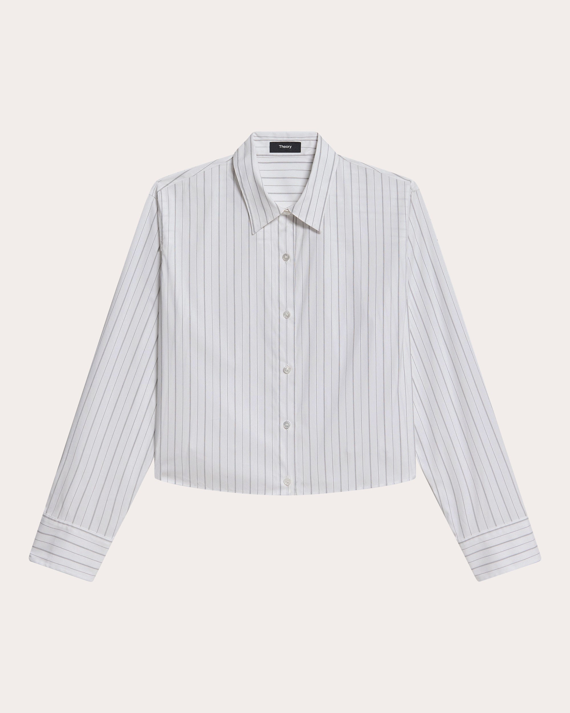 Stripe Poplin Cropped Tab Shirt