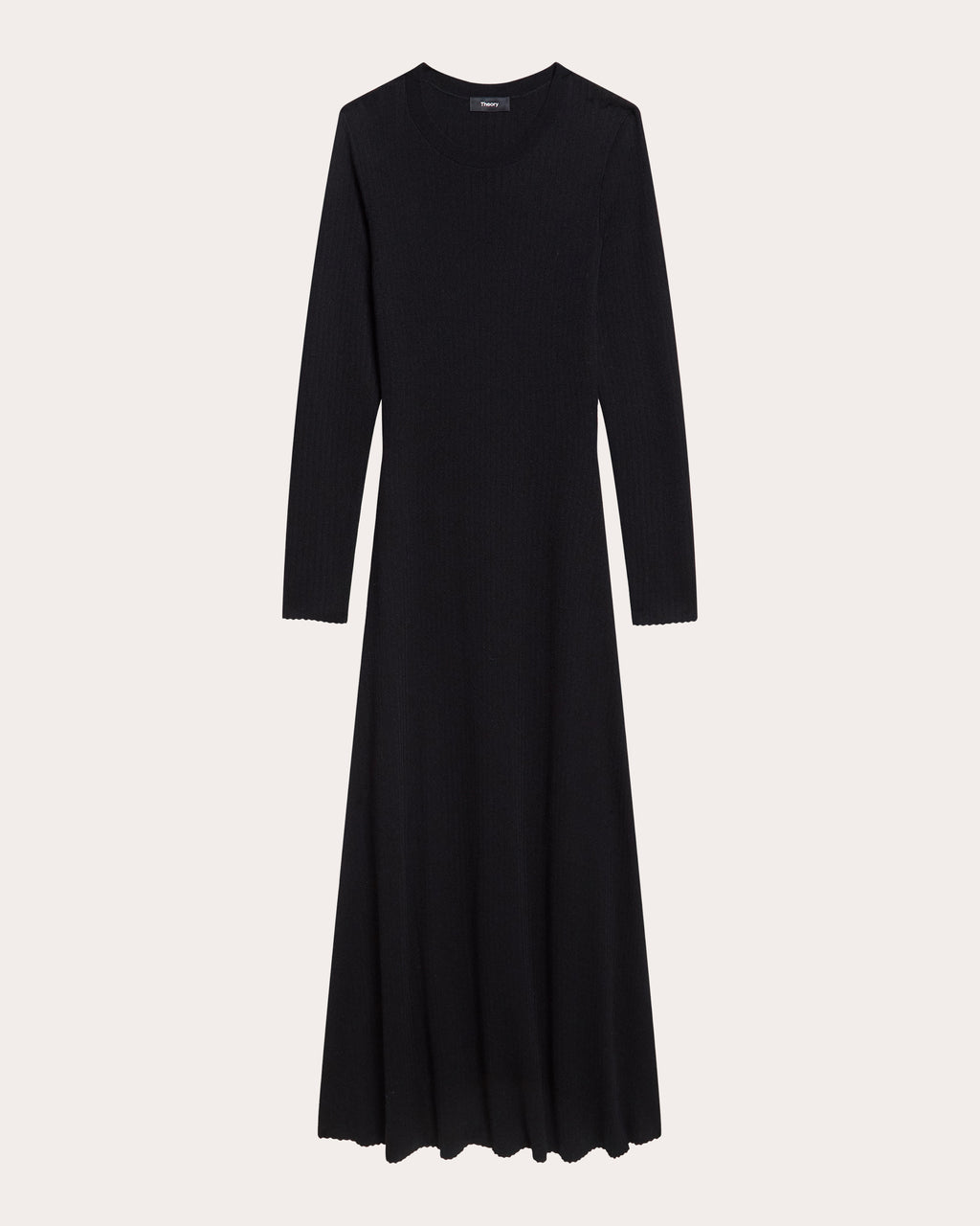 Regal Wool Ribbed Long-Sleeve Dress